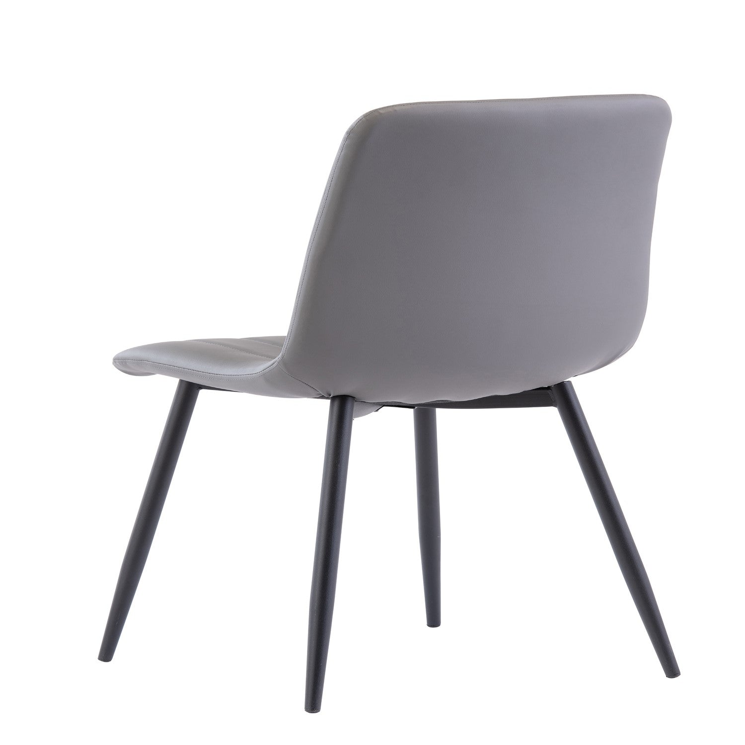 Adrian grey faux leather dining chairs with black legs-close up