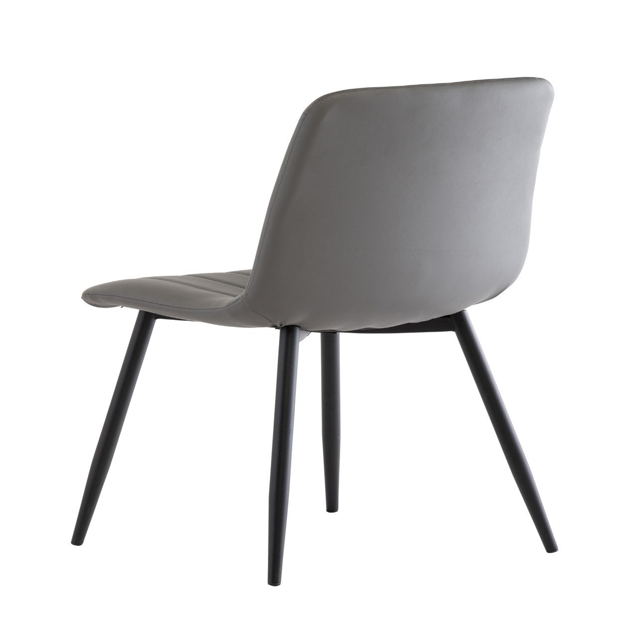 Adrian grey faux leather dining chairs with black legs-close up