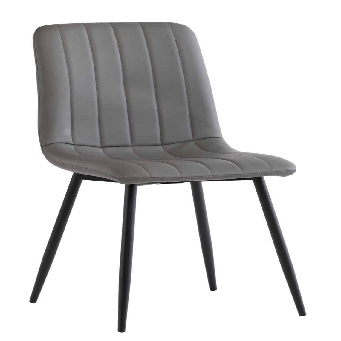 Adrian grey faux leather dining chairs with black legs-close up