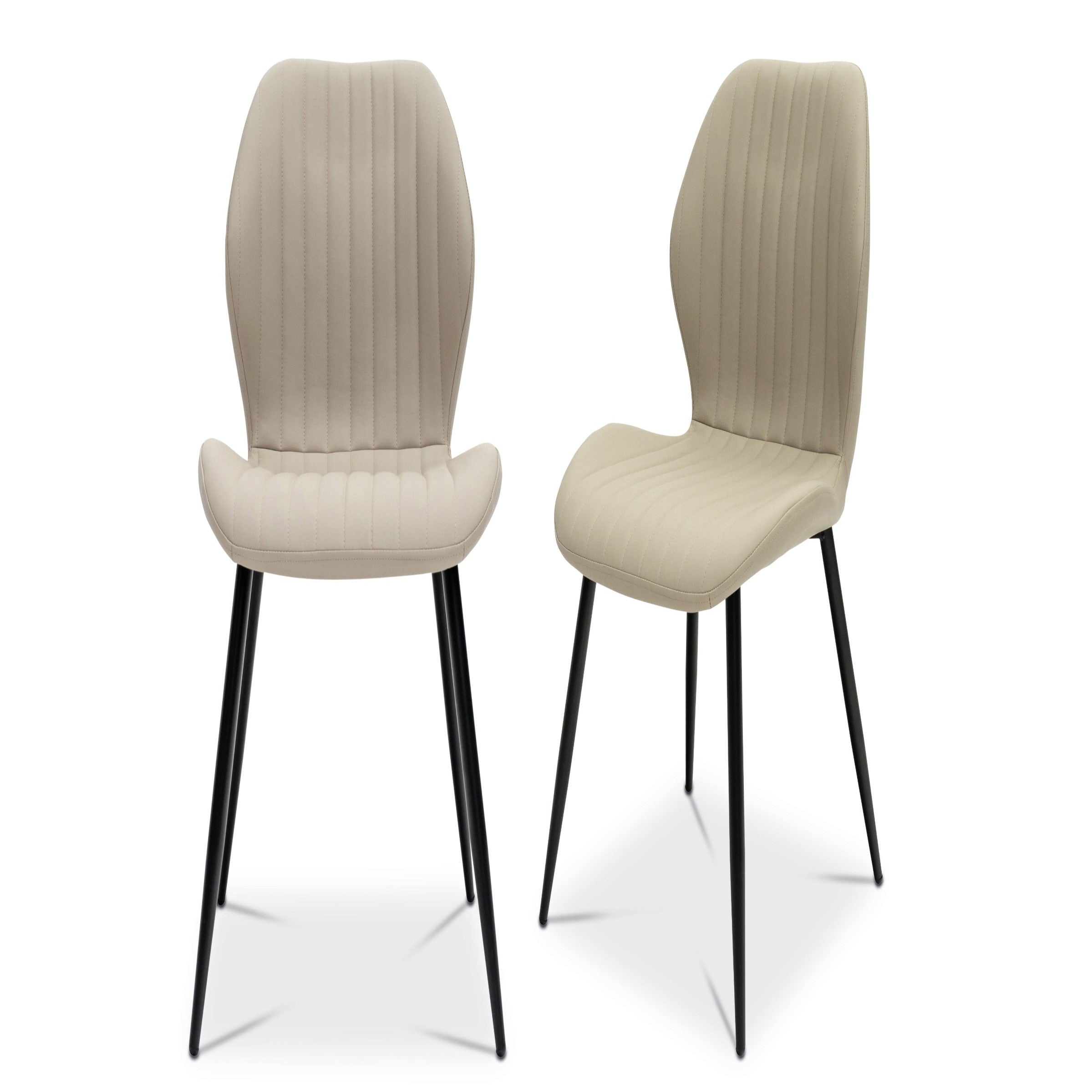Alexander stone PU leather dining chairs with black legs