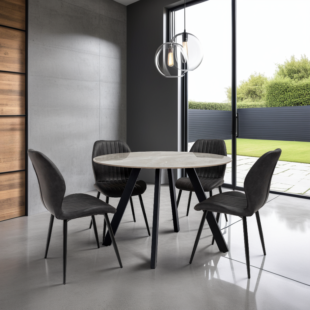 Modern compact round dining table for 4