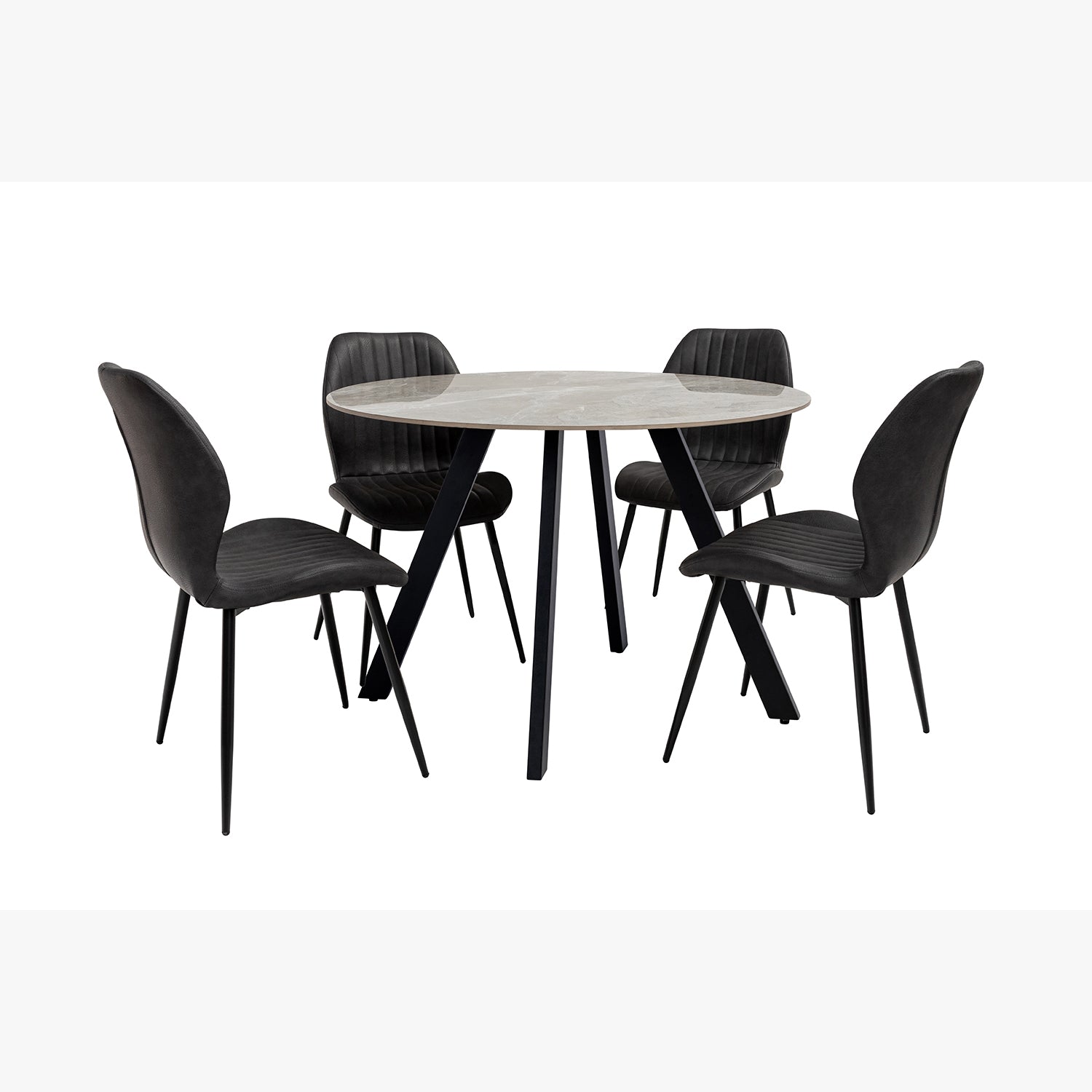 Modern compact round dining table for 4