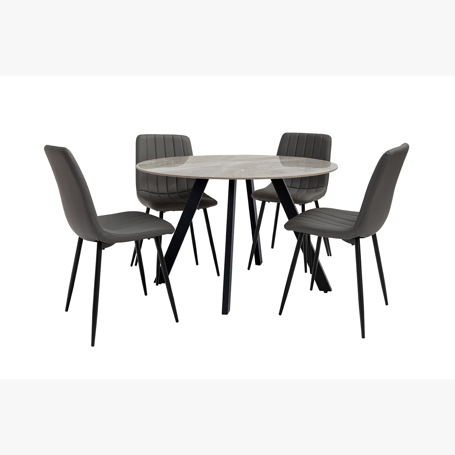 Modern compact round dining table for 4