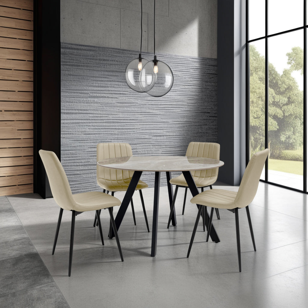 Modern compact round dining table for 4