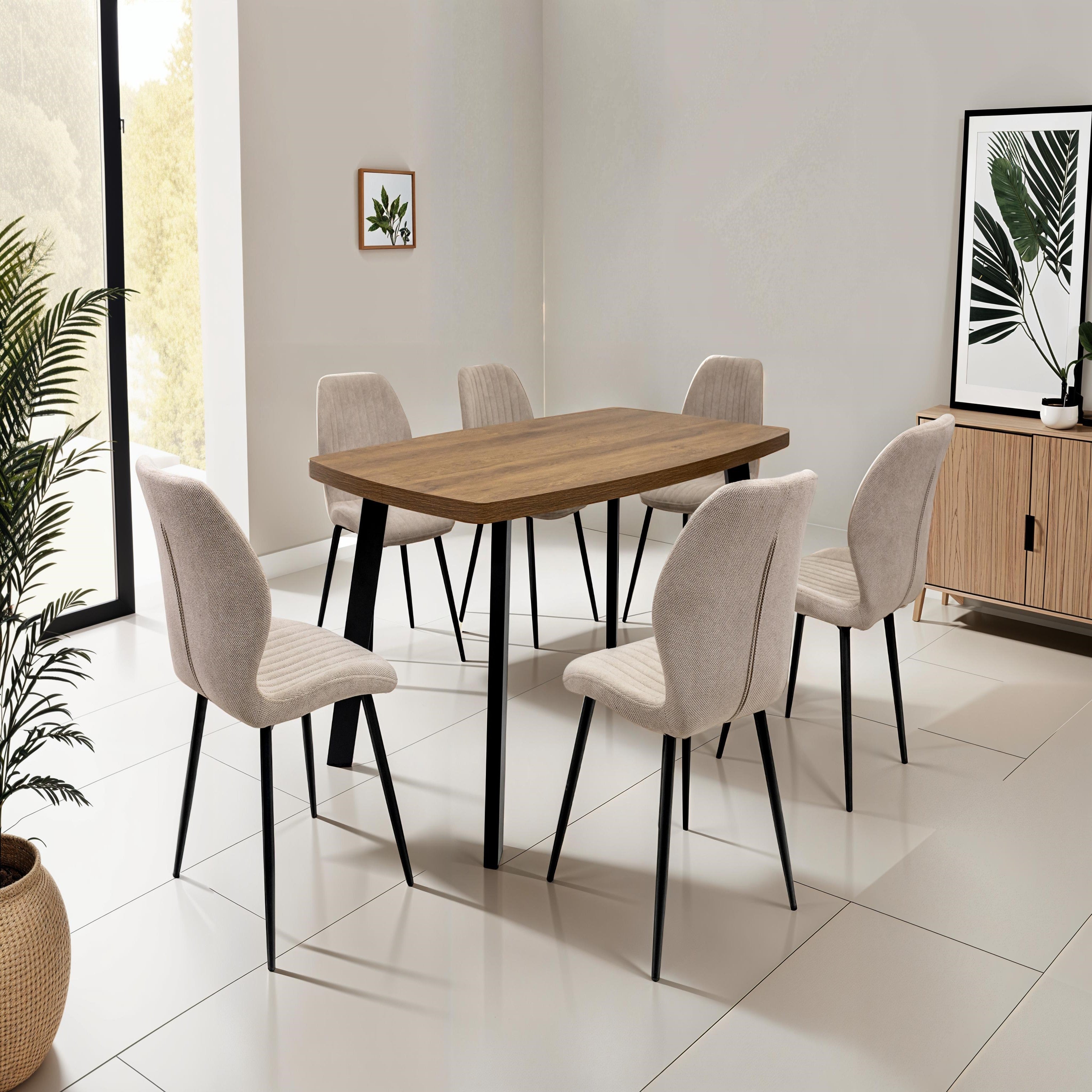 Chloe dining table 1.6m dark oak with X-shaped legs