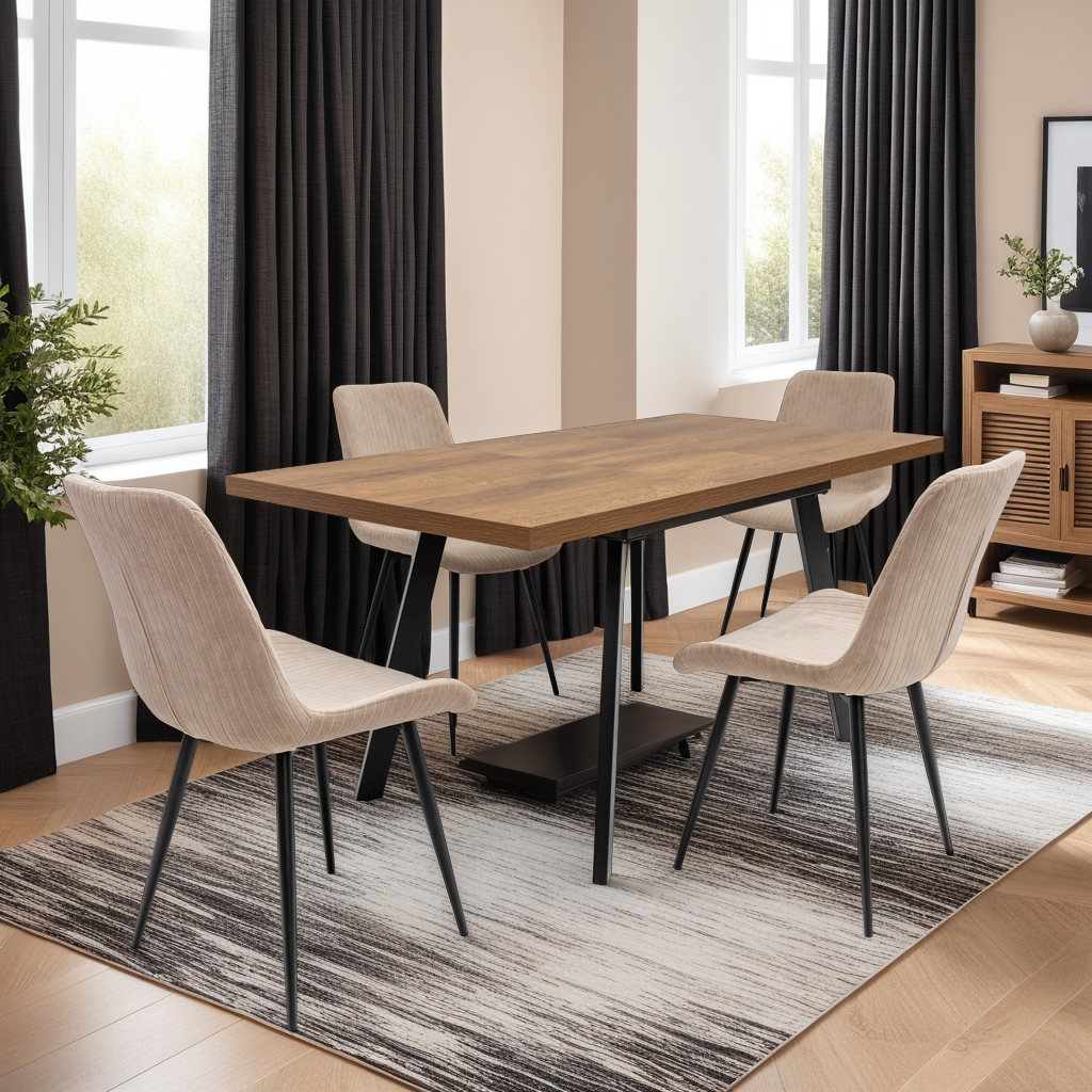 Chloe dark oak table in a modern dining setting
