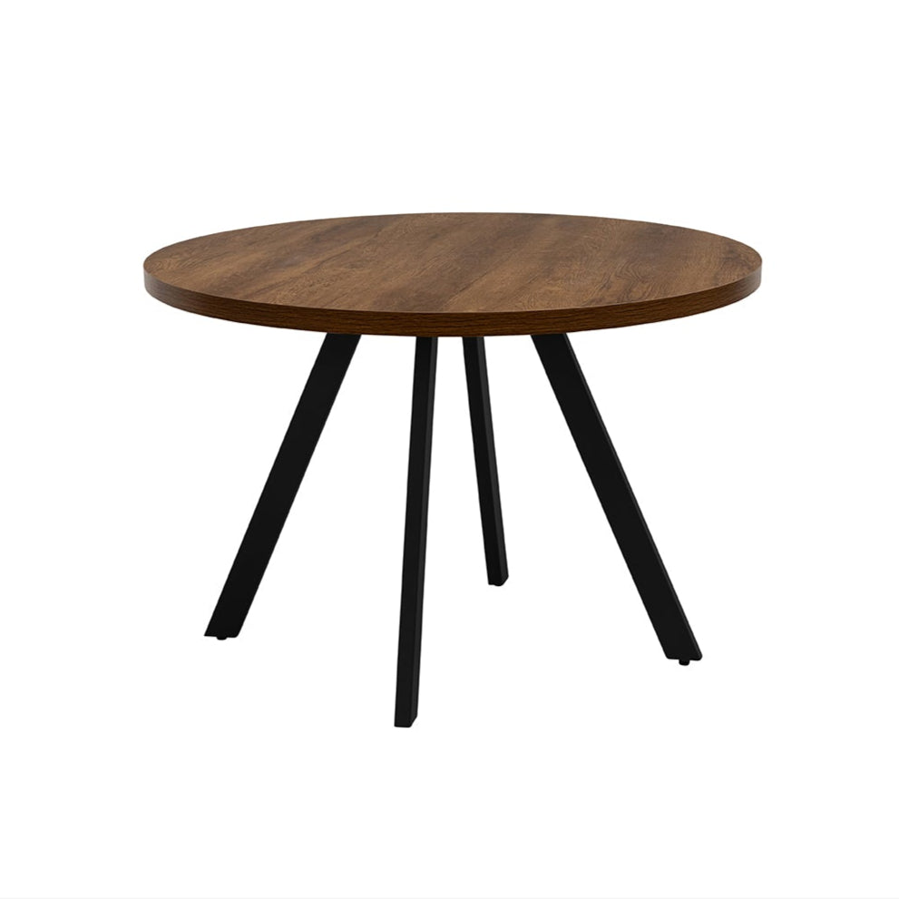 Chloe round dining table in dark oak with black legs