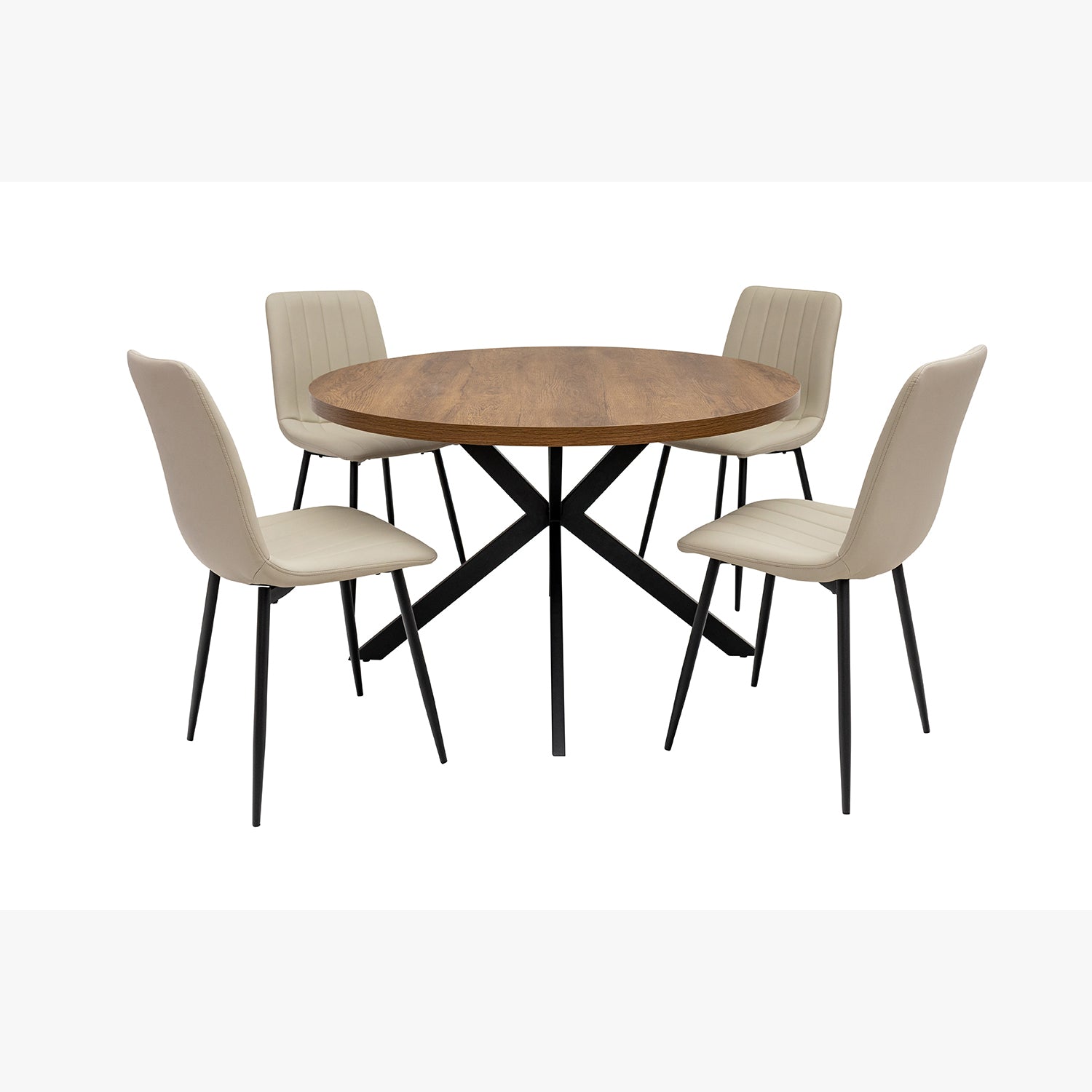 Chloe round dining table styled in a contemporary dining room