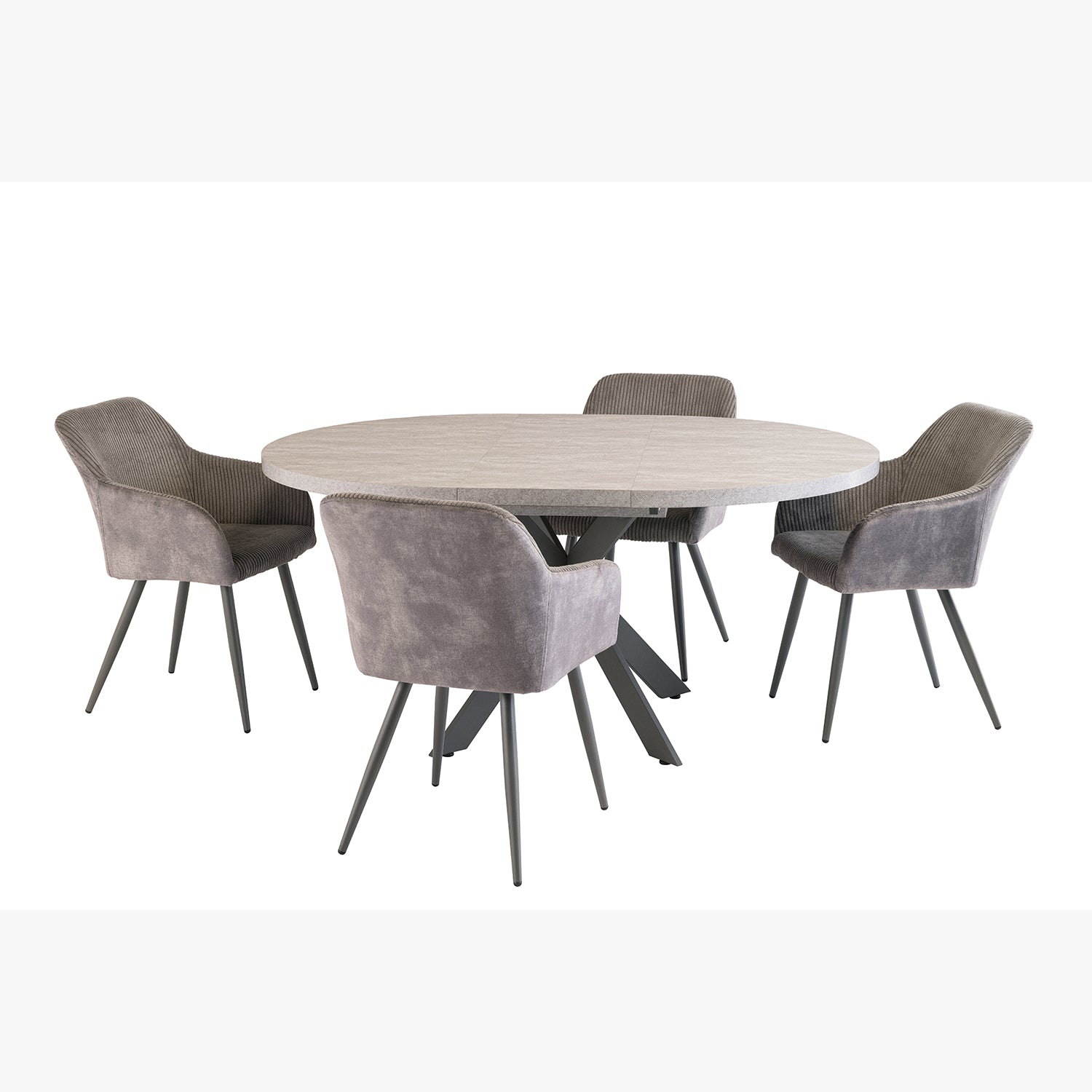 Clara Round Extendable Dining Table in Light Grey - 1.2m