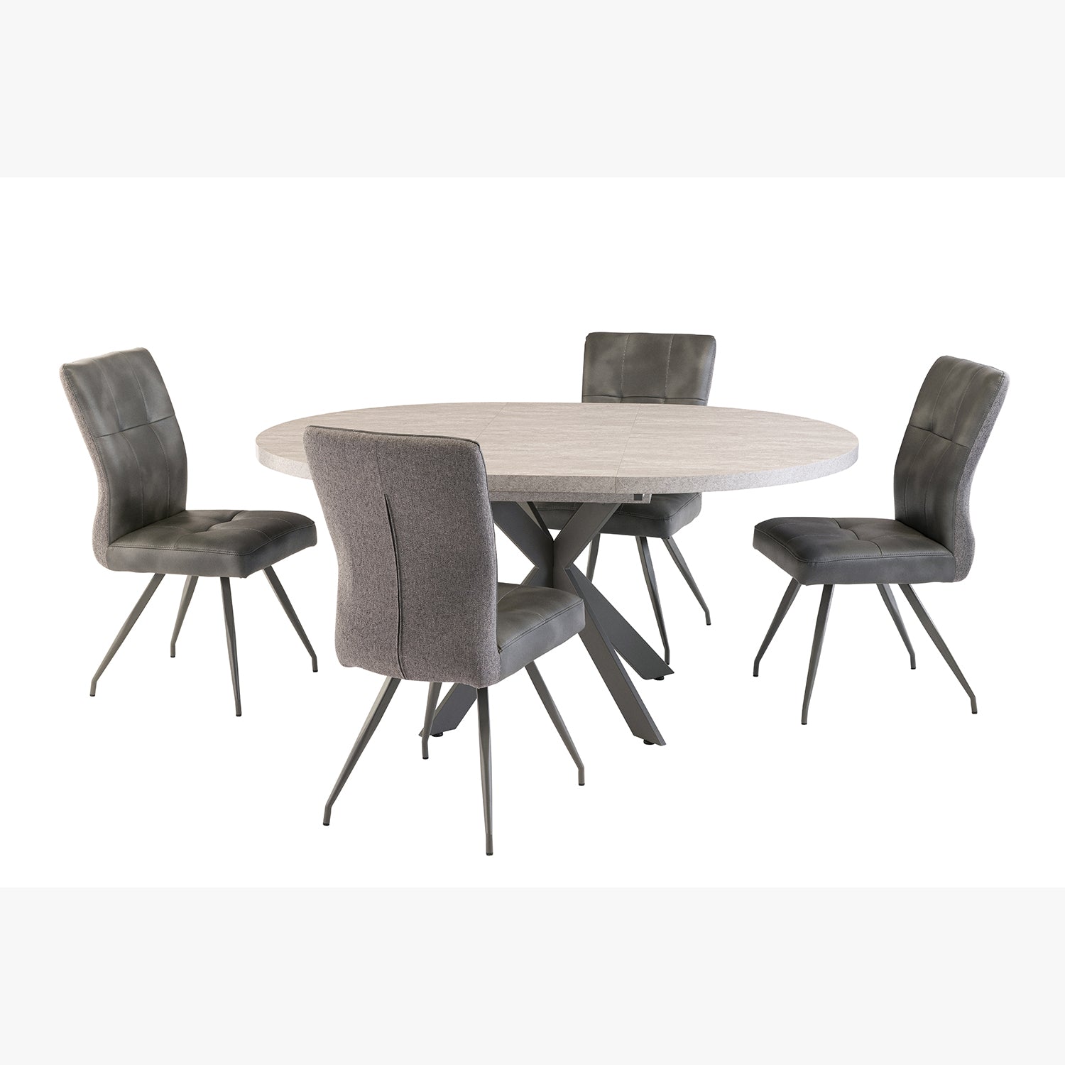 Clara Round Extendable Dining Table in Light Grey - 1.2m