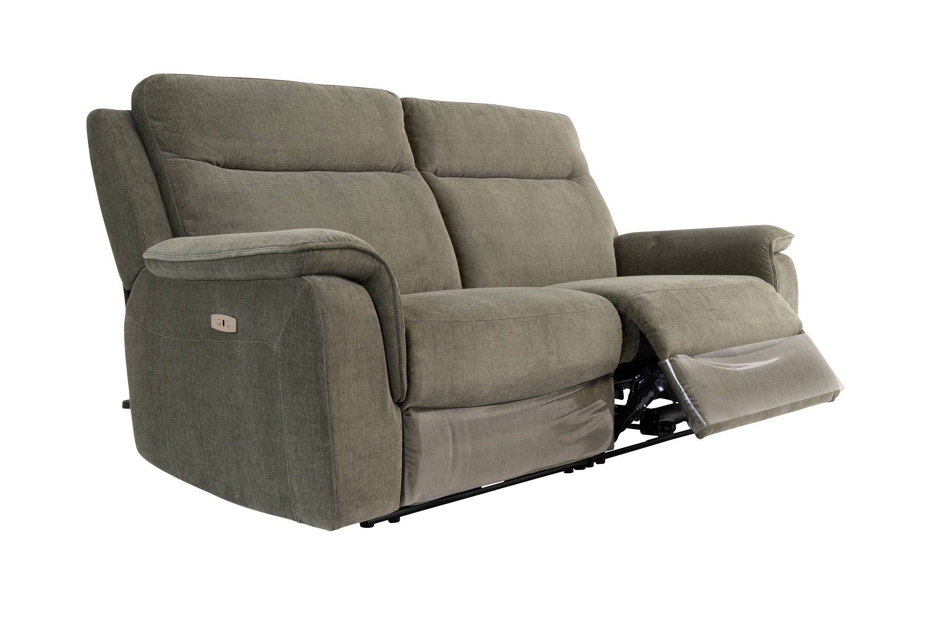 Hanna Fabric Electric 3 Seater Recliner - Moss Green