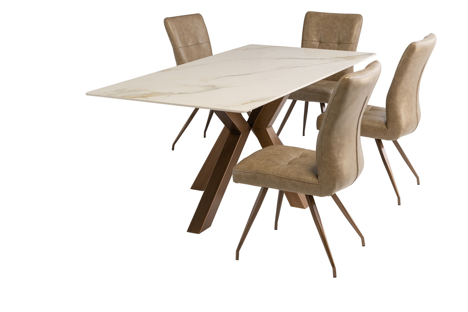 Sicily 1.8m Dining Table - Kass Gold / Brushed Brass Leg