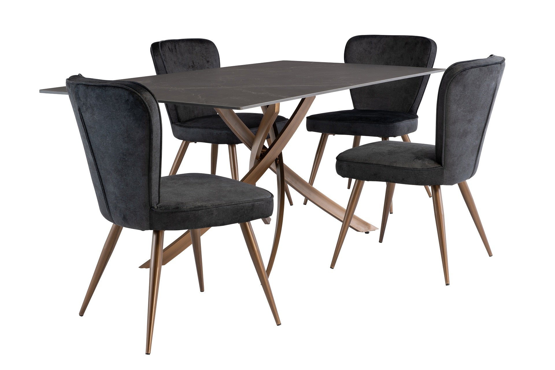 Rexlie 1.8m Dining Table - Mooney Black / Brushed Brass Leg