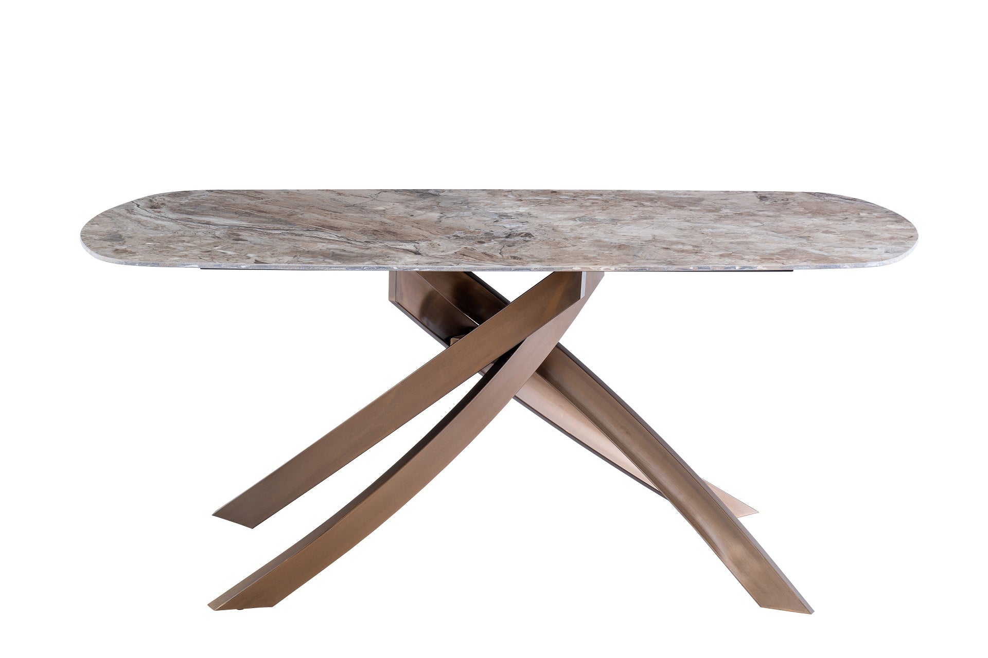 Fenna 1.8m Dining Table - Brown Marble / Brushed Brass Leg