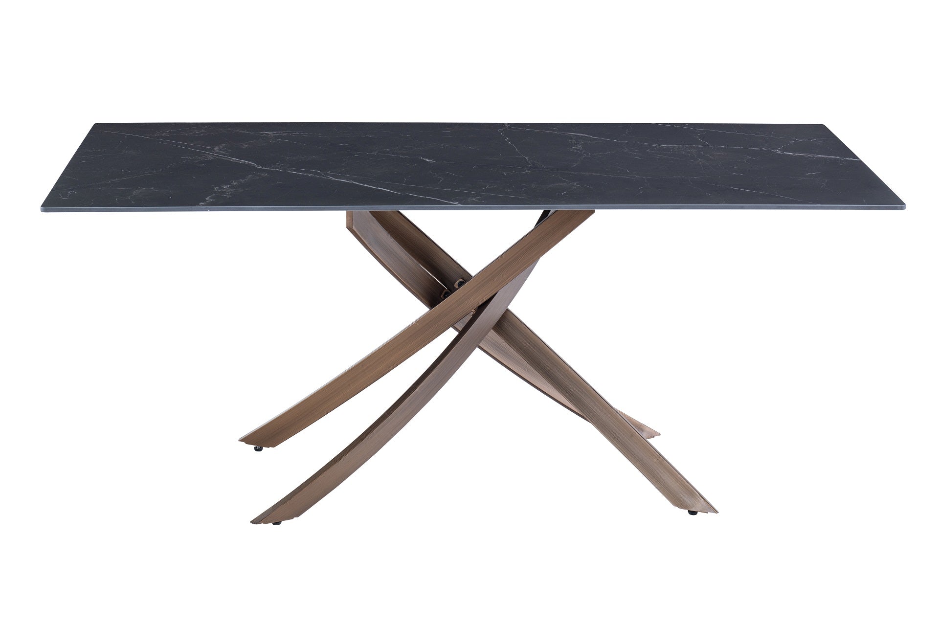 Rexlie 1.8m Dining Table - Mooney Black / Brushed Brass Leg