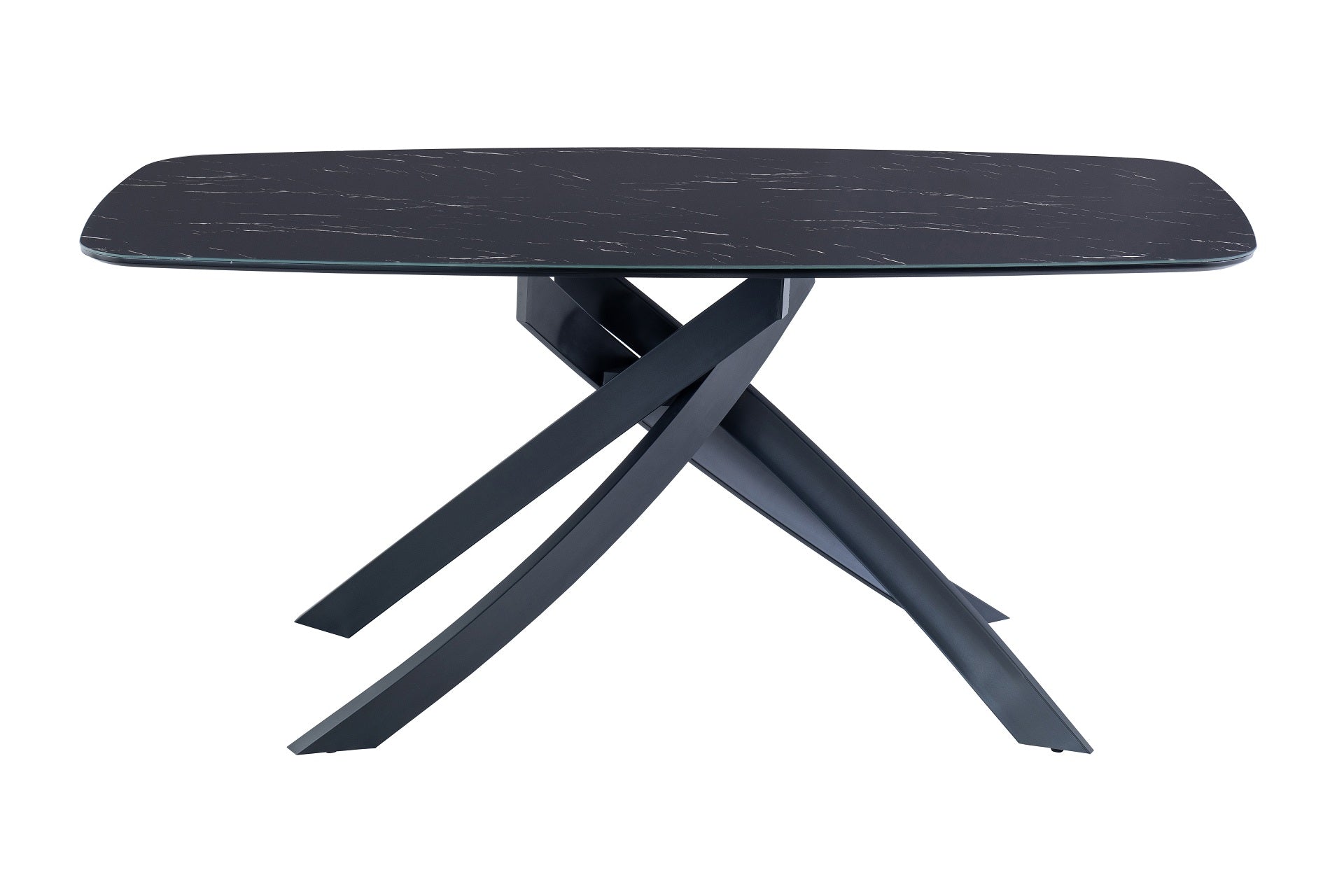 Ashley 1.8m Dining Table - Black Marble Glass / Black Leg