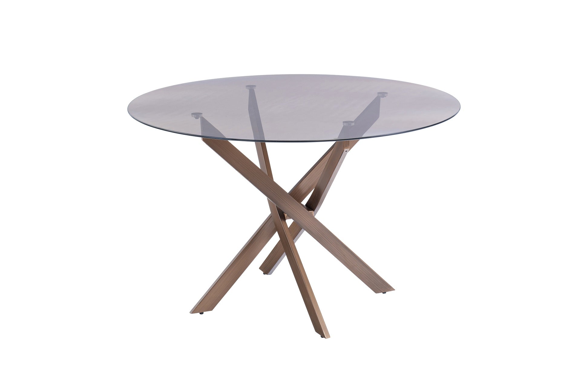 Reno 1.2m Round Table - Brown Glass / Brushed Brass Leg
