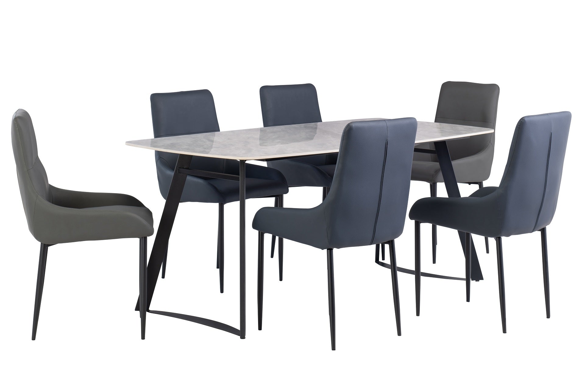 Indiana 1.8m Dining Table - Carlos Grey / Black Leg