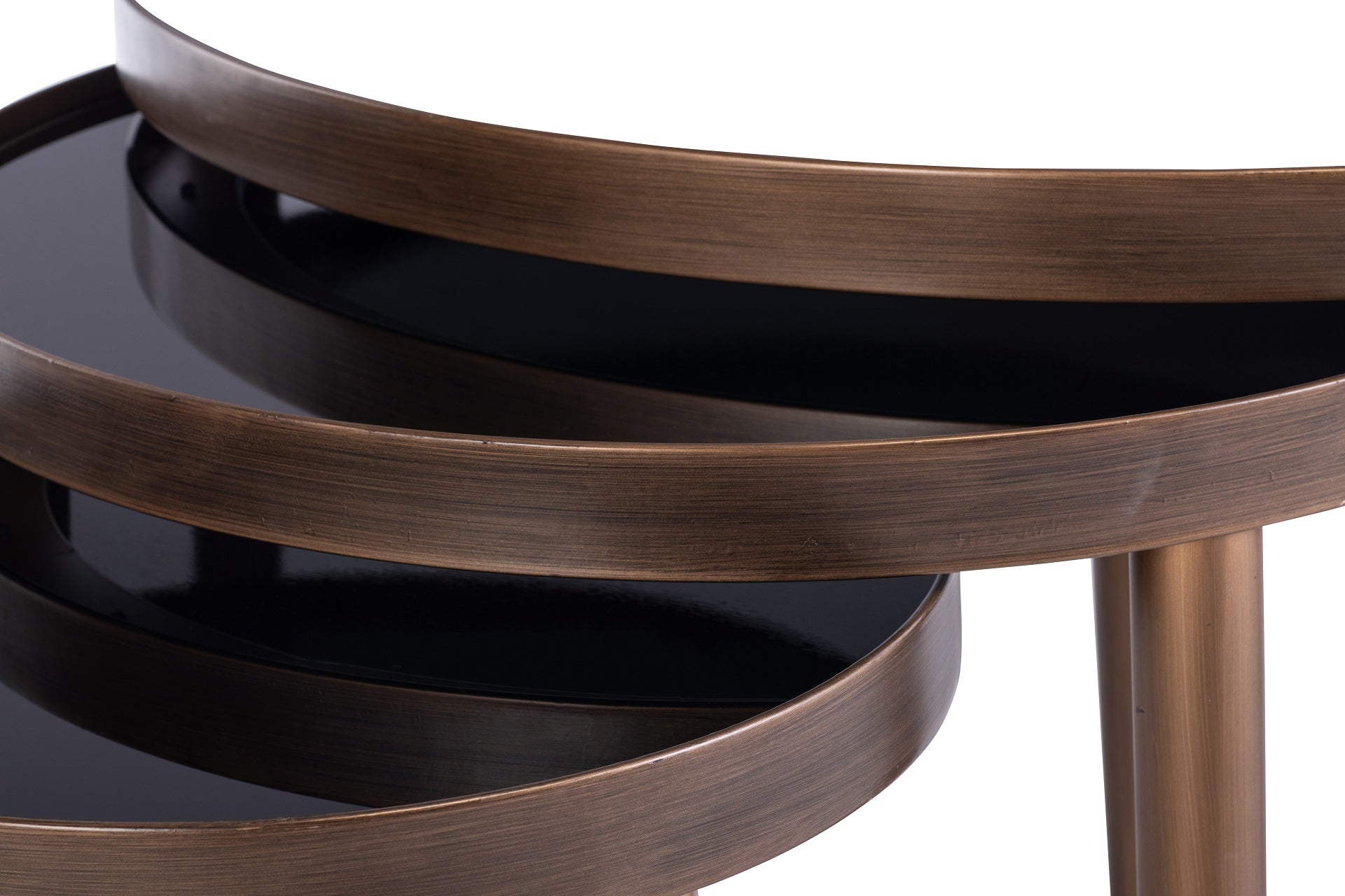 Veronica Coffee Table Set - Black Glass / Brushed  Brass