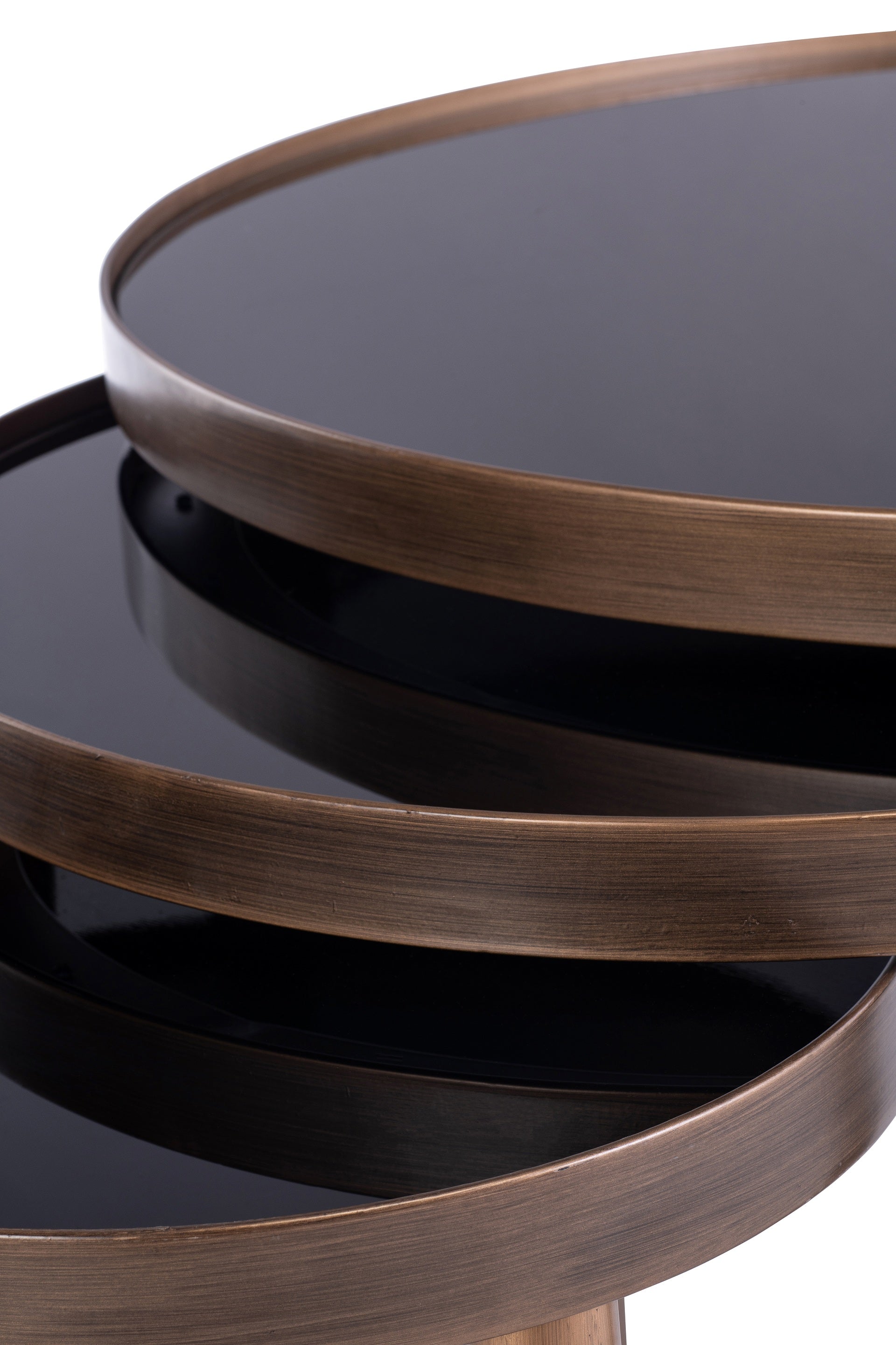 Veronica Coffee Table Set - Black Glass / Brushed  Brass