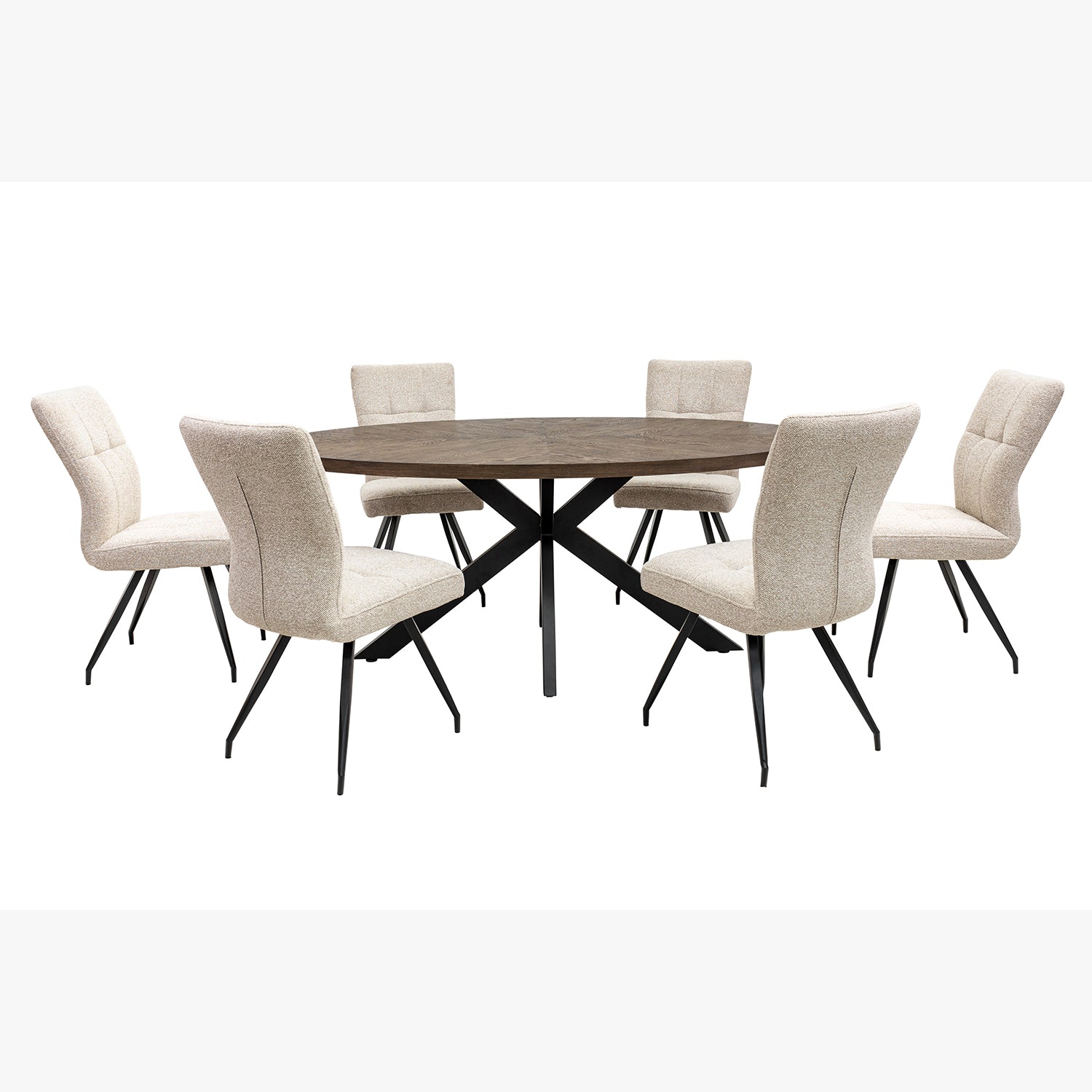 1.8m oval wood veneer table with black x-frame legs