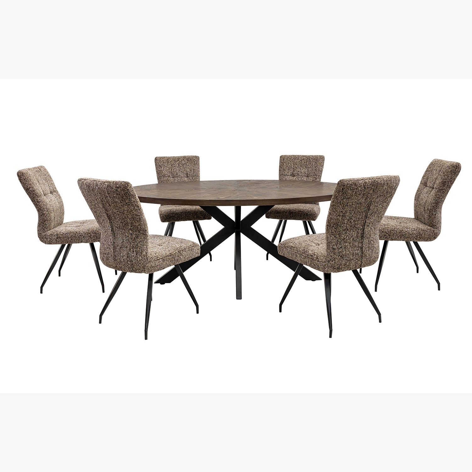 1.8m oval wood veneer table with black x-frame legs