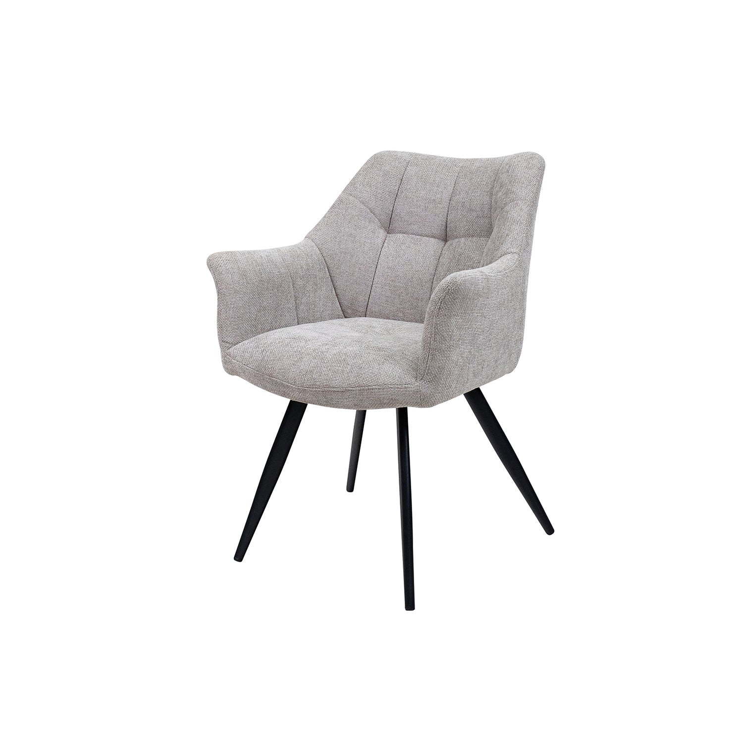 Ellen fabric dining chair pair – textured upholstery with black legs