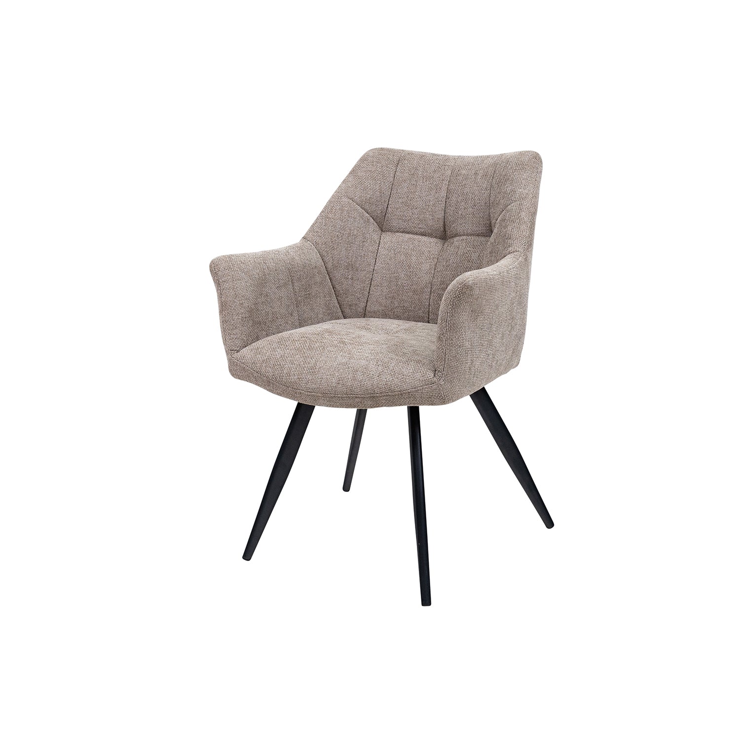 Ellen fabric dining chair pair – textured upholstery with black legs