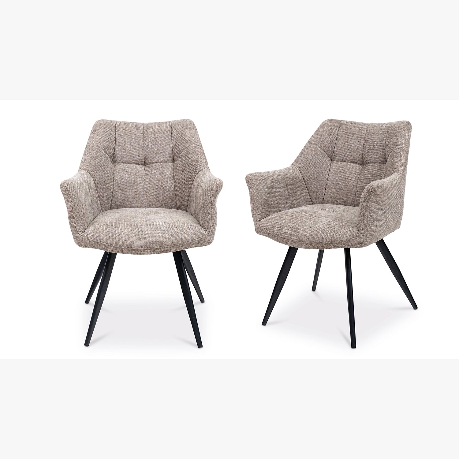 Ellen fabric dining chair pair – textured upholstery with black legs