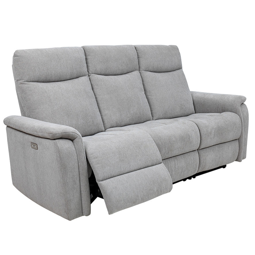 Harrison 3 seater electric reclining sofa in light grey fabric