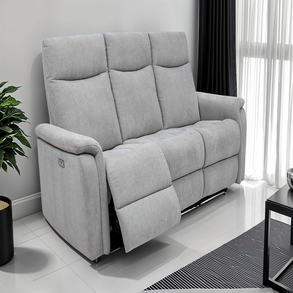 Harrison 3 seater electric reclining sofa in light grey fabric