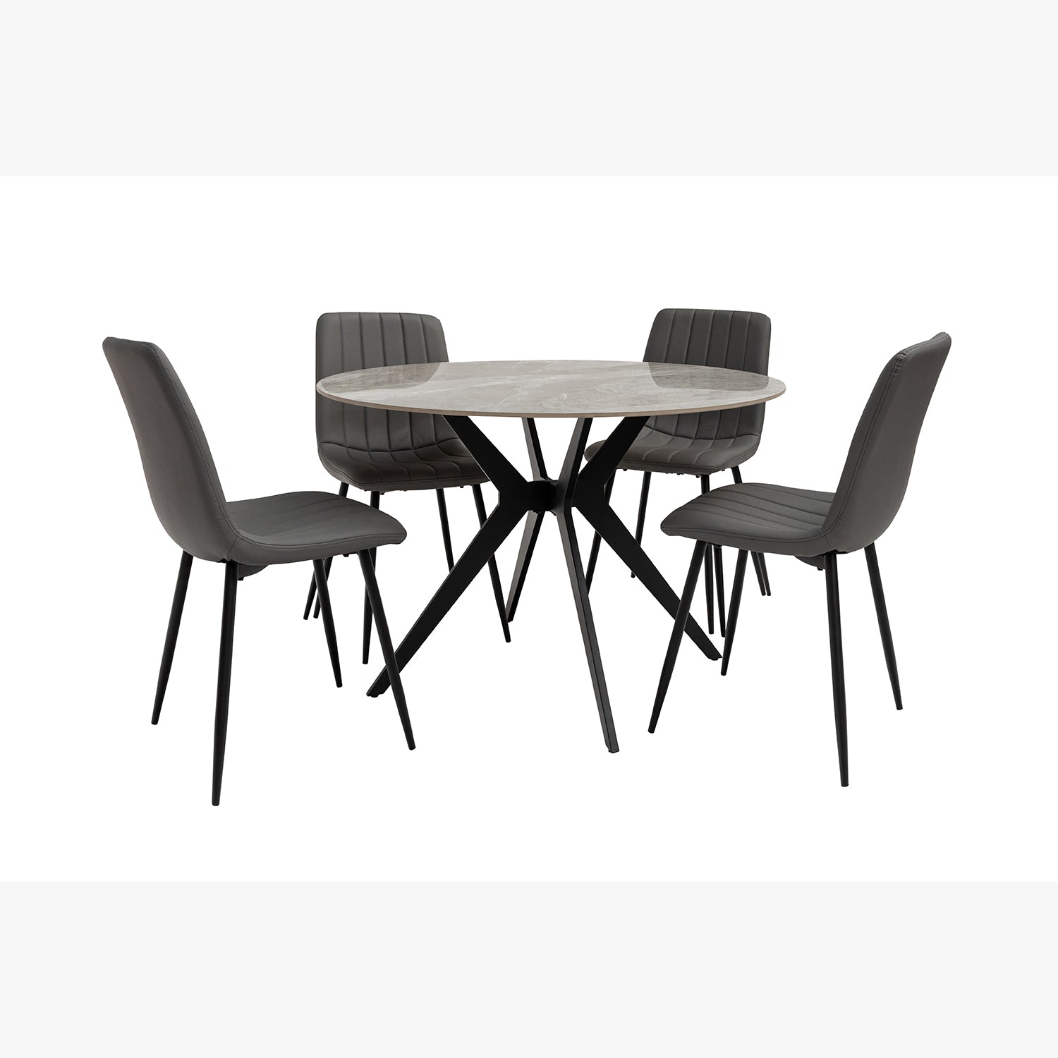 Hayley 4-seater round kitchen table with stone finish