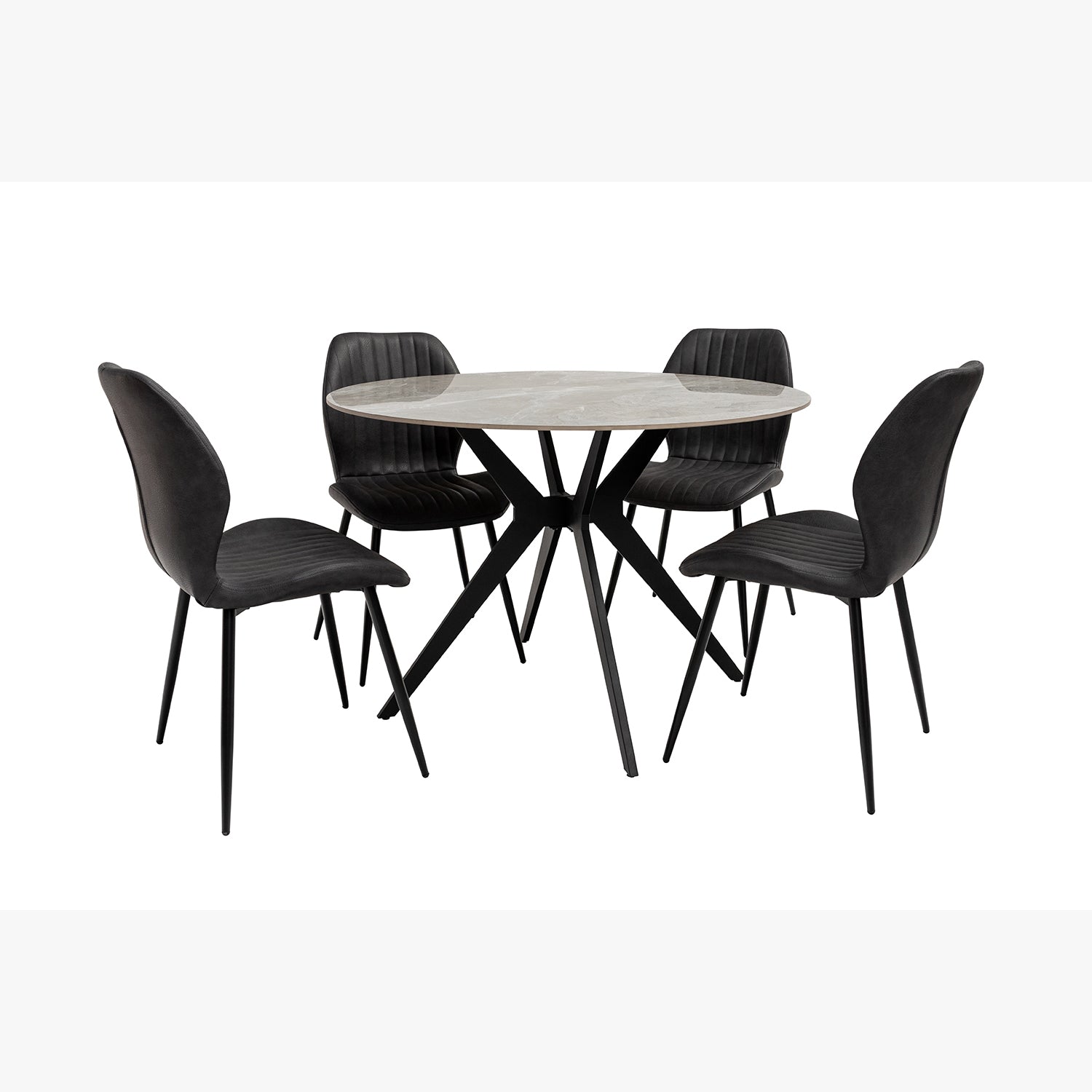 Hayley 4-seater round kitchen table with stone finish