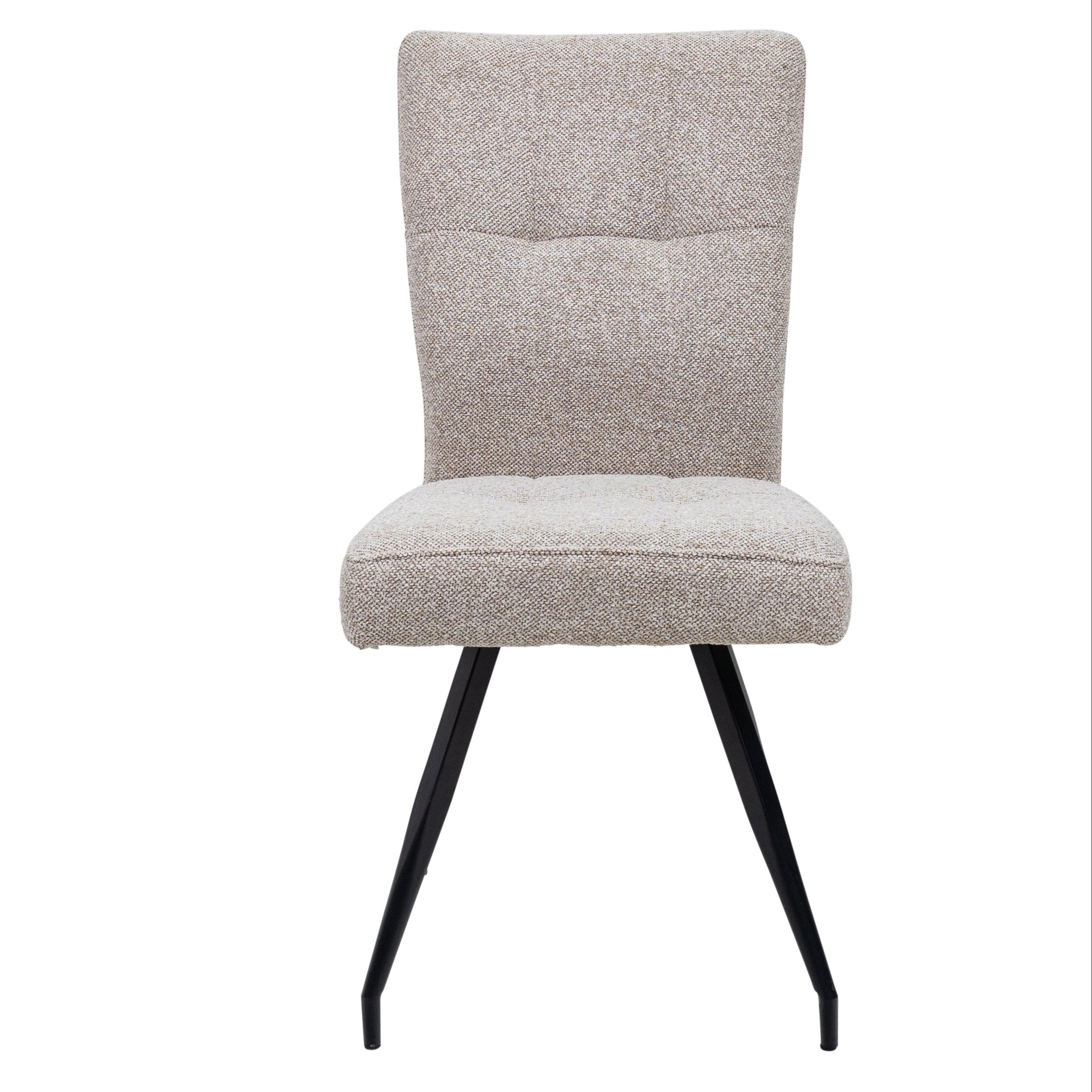 Hazel cobble natural fabric dining chair with black powder-coated legs
