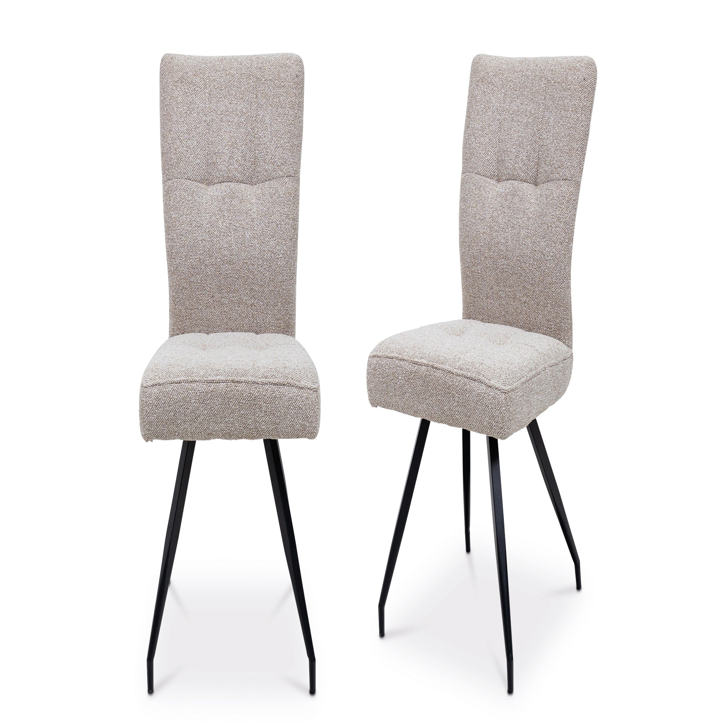 Hazel cobble natural fabric dining chair with black powder-coated legs
