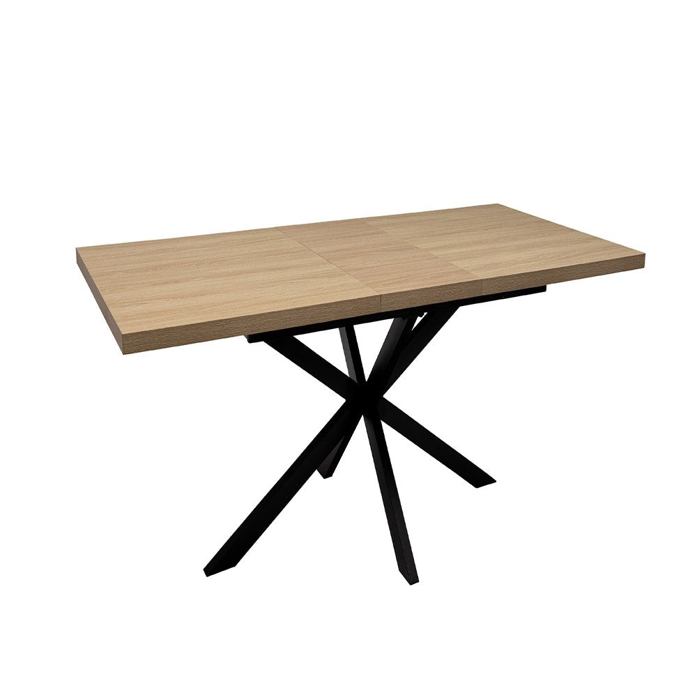 Jude 1.6m extending oak dining table with black X-frame base
