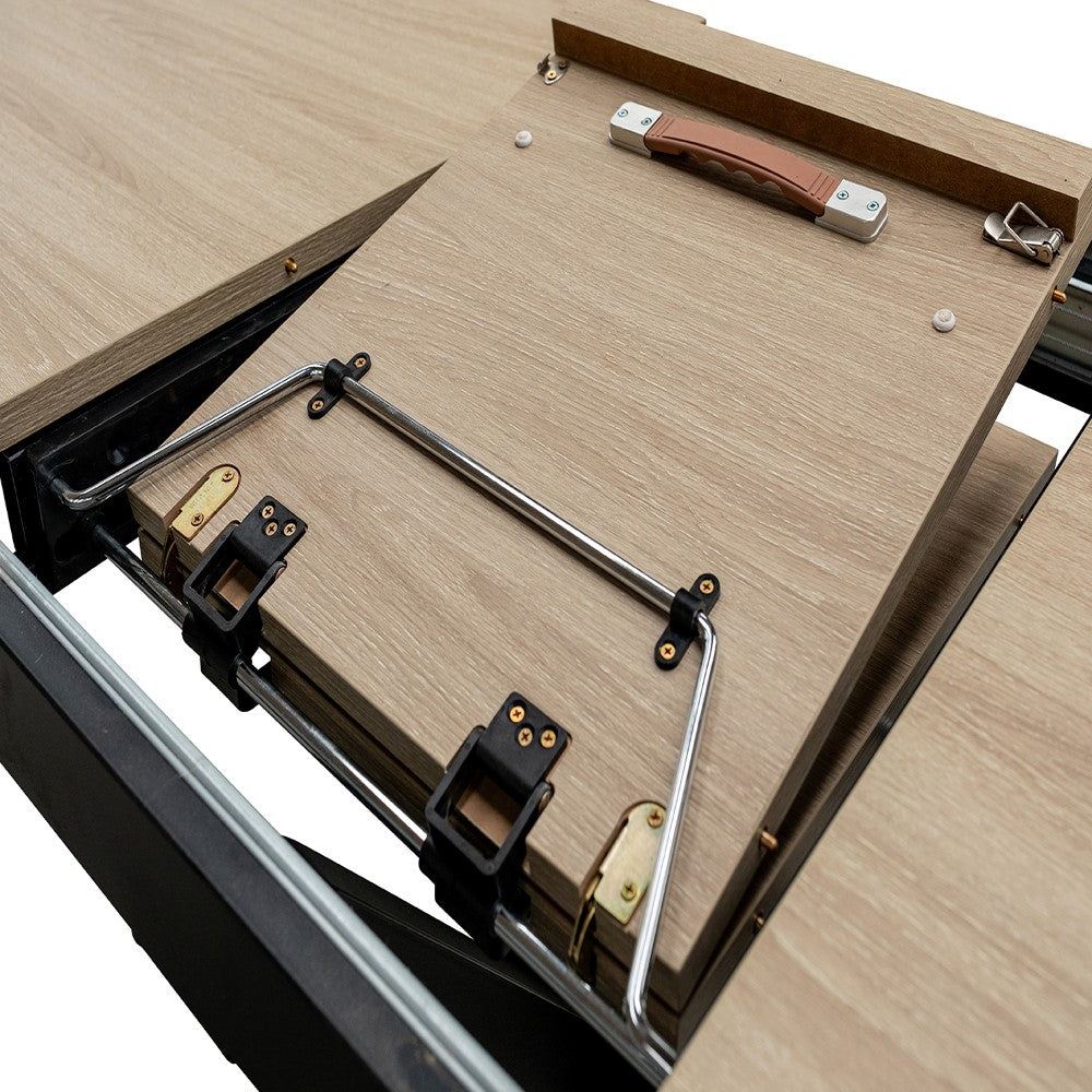 Jude 1.6m extending oak dining table with black X-frame base