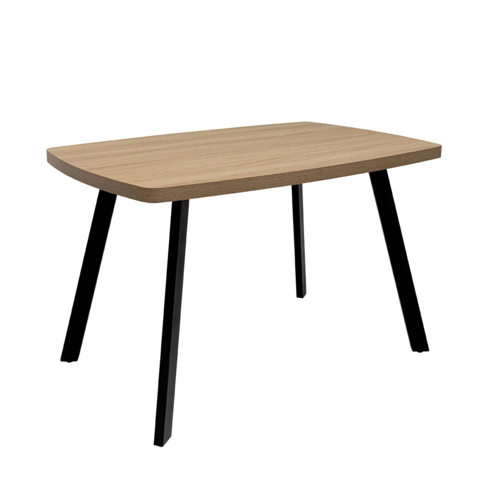 Small oak dining table with curved corners