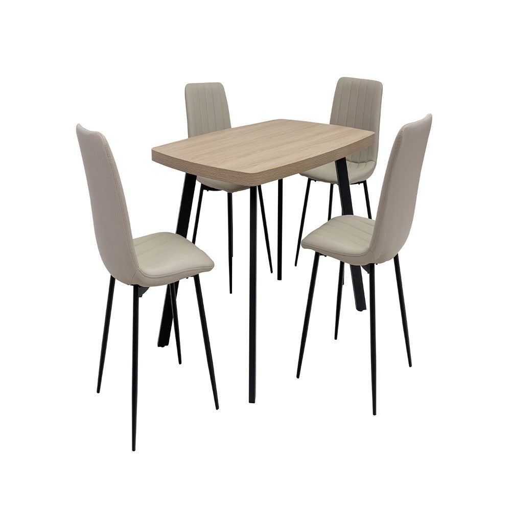 Small oak dining table with curved corners