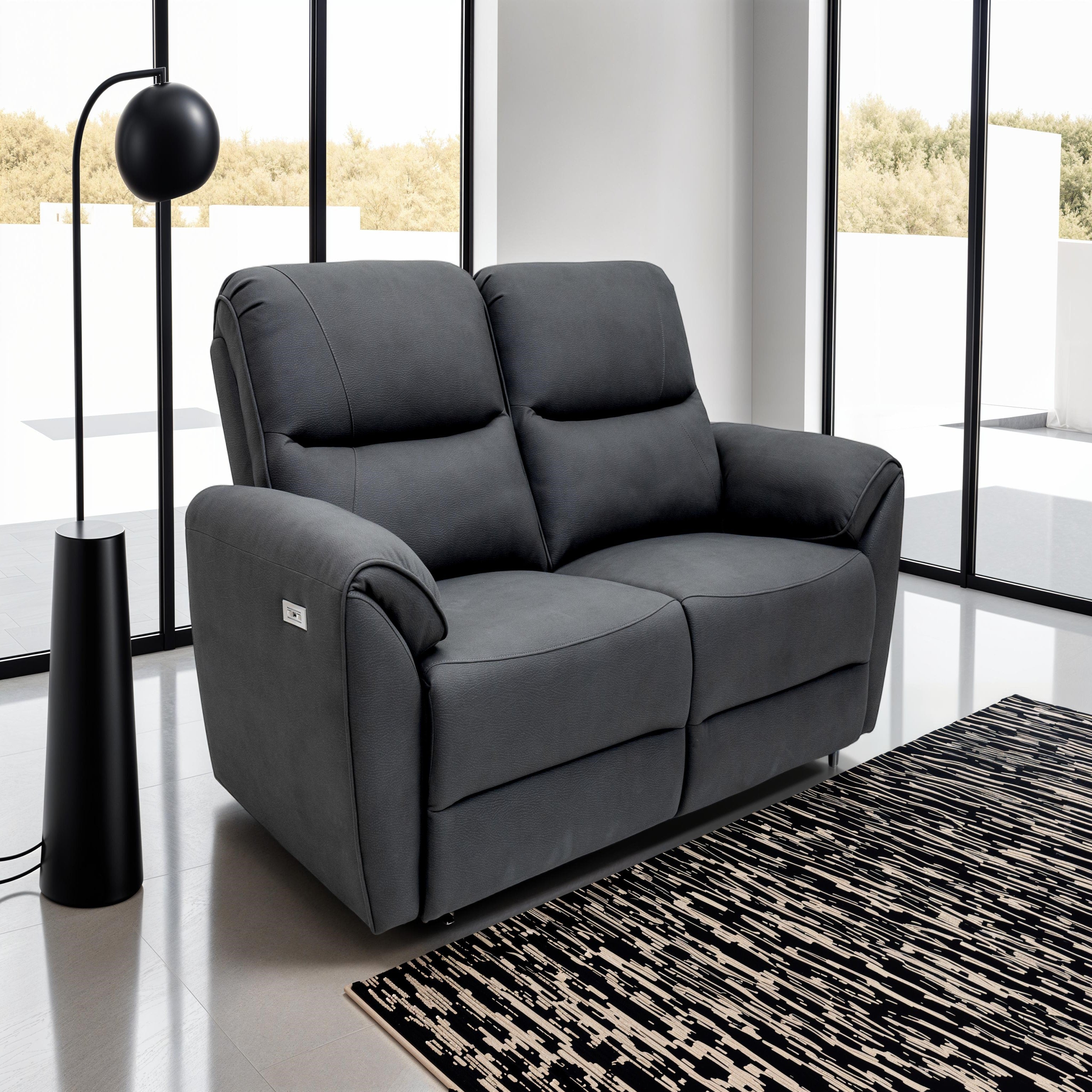 Kevin electric reclining sofa styled in a modern living room