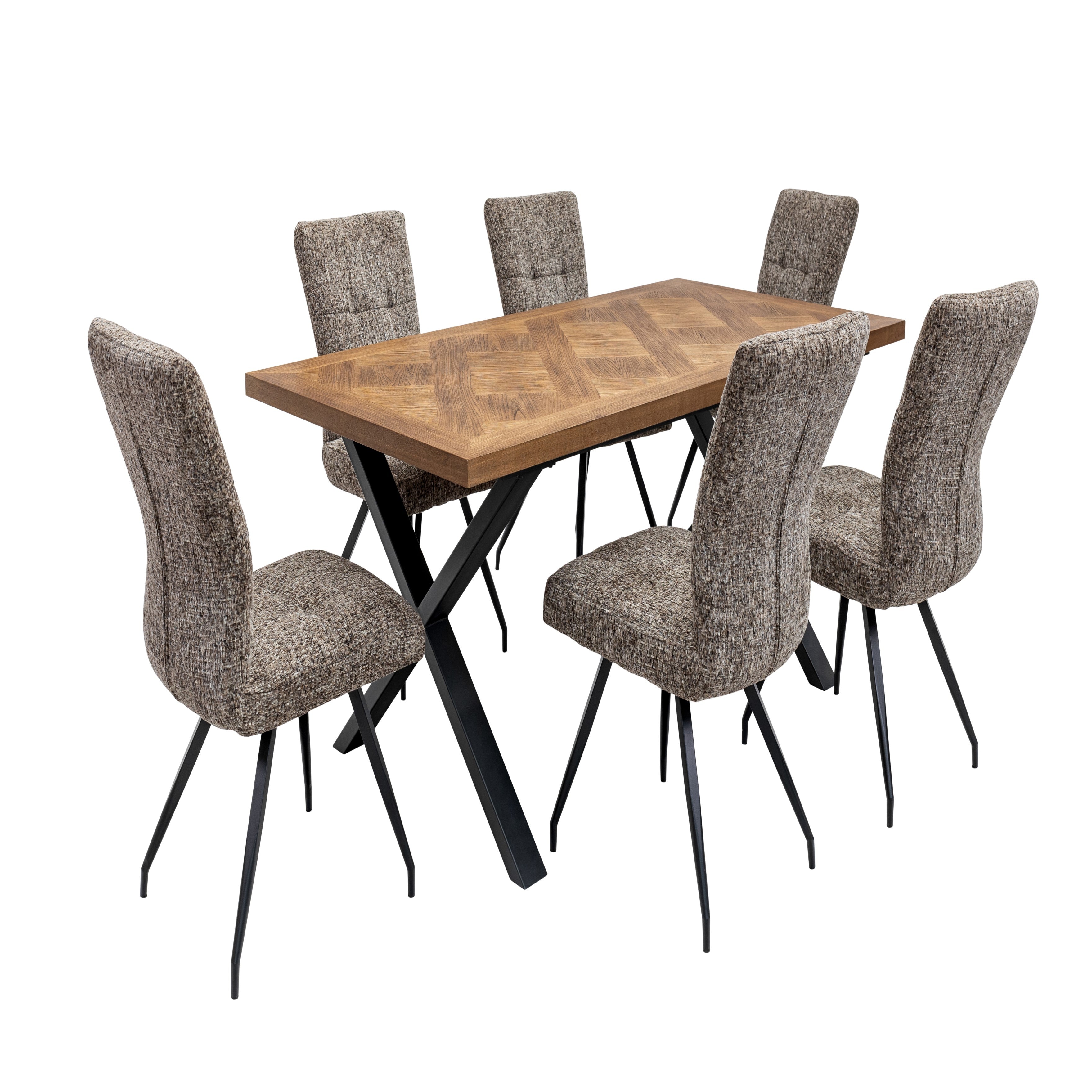 Lana medium elm veneer dining table with Chantilly pattern top