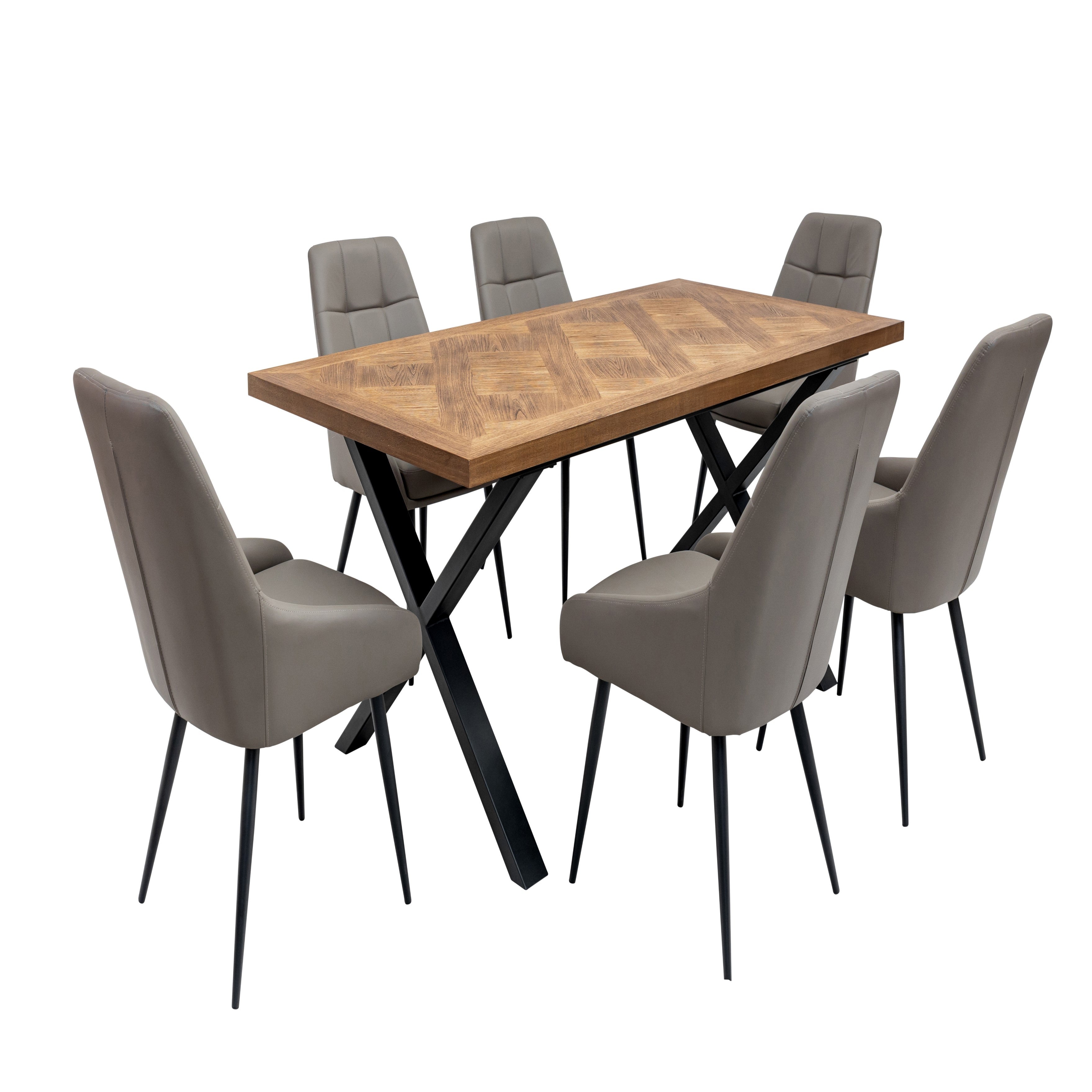 Lana medium elm veneer dining table with Chantilly pattern top