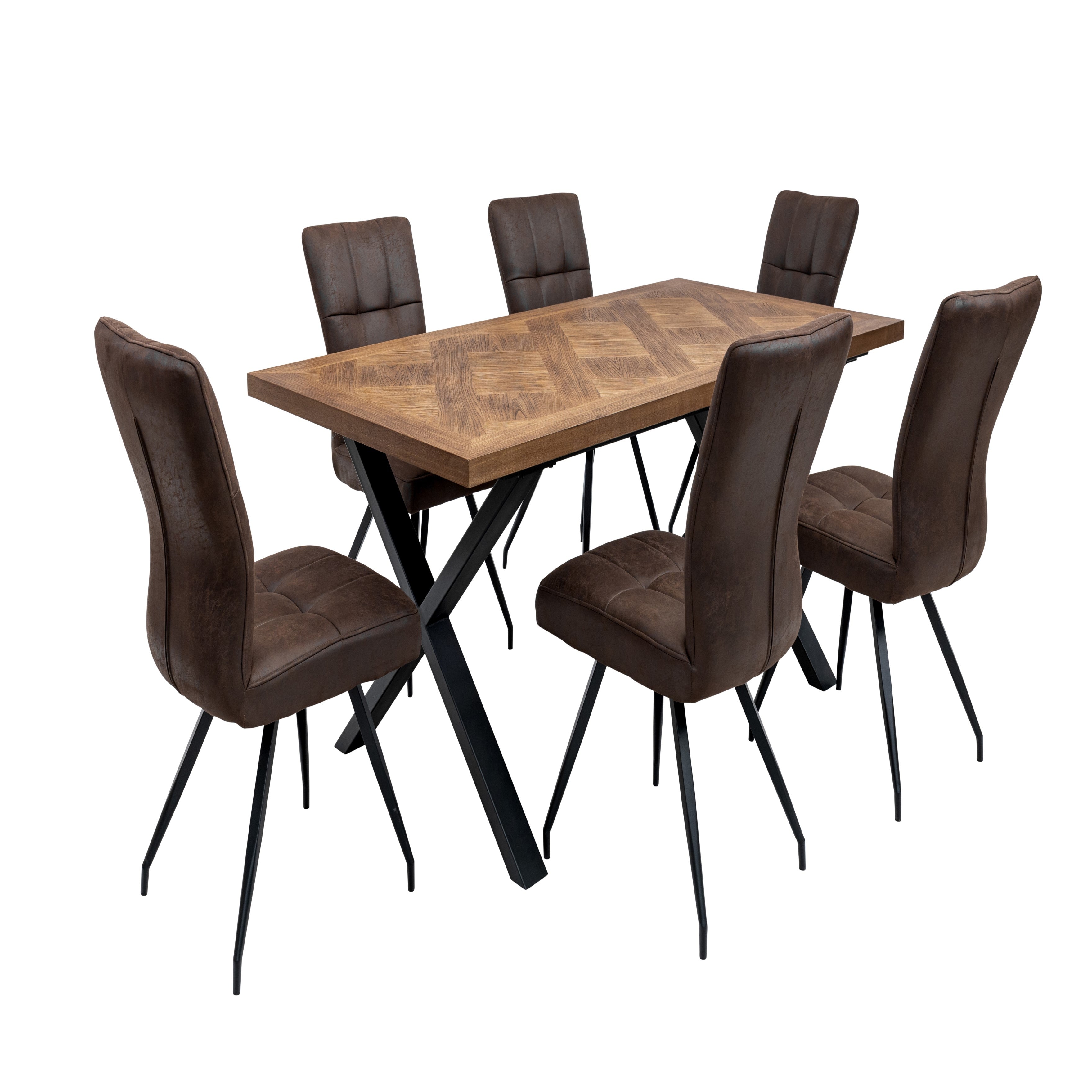 Lana medium elm veneer dining table with Chantilly pattern top