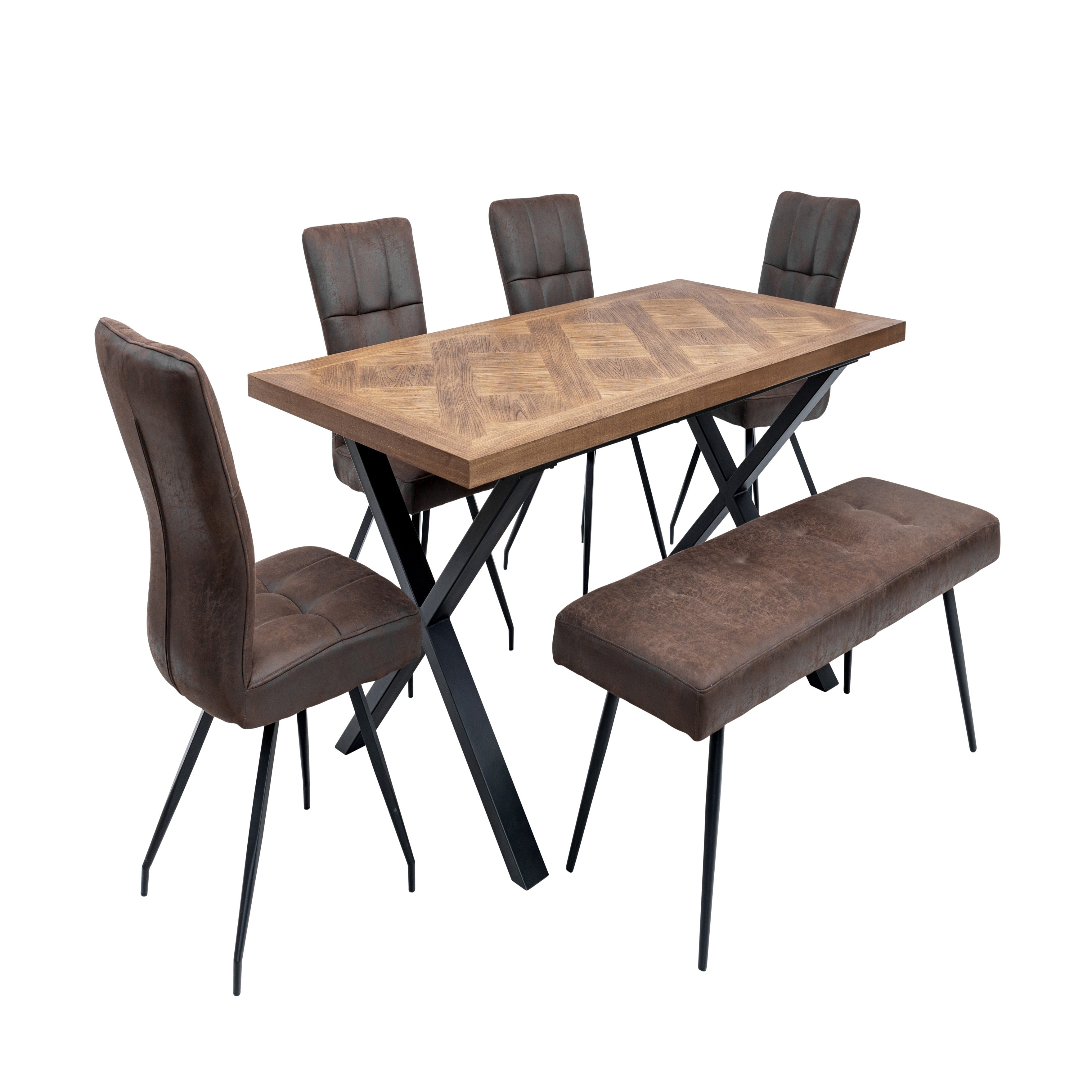Lana medium elm veneer dining table with Chantilly pattern top