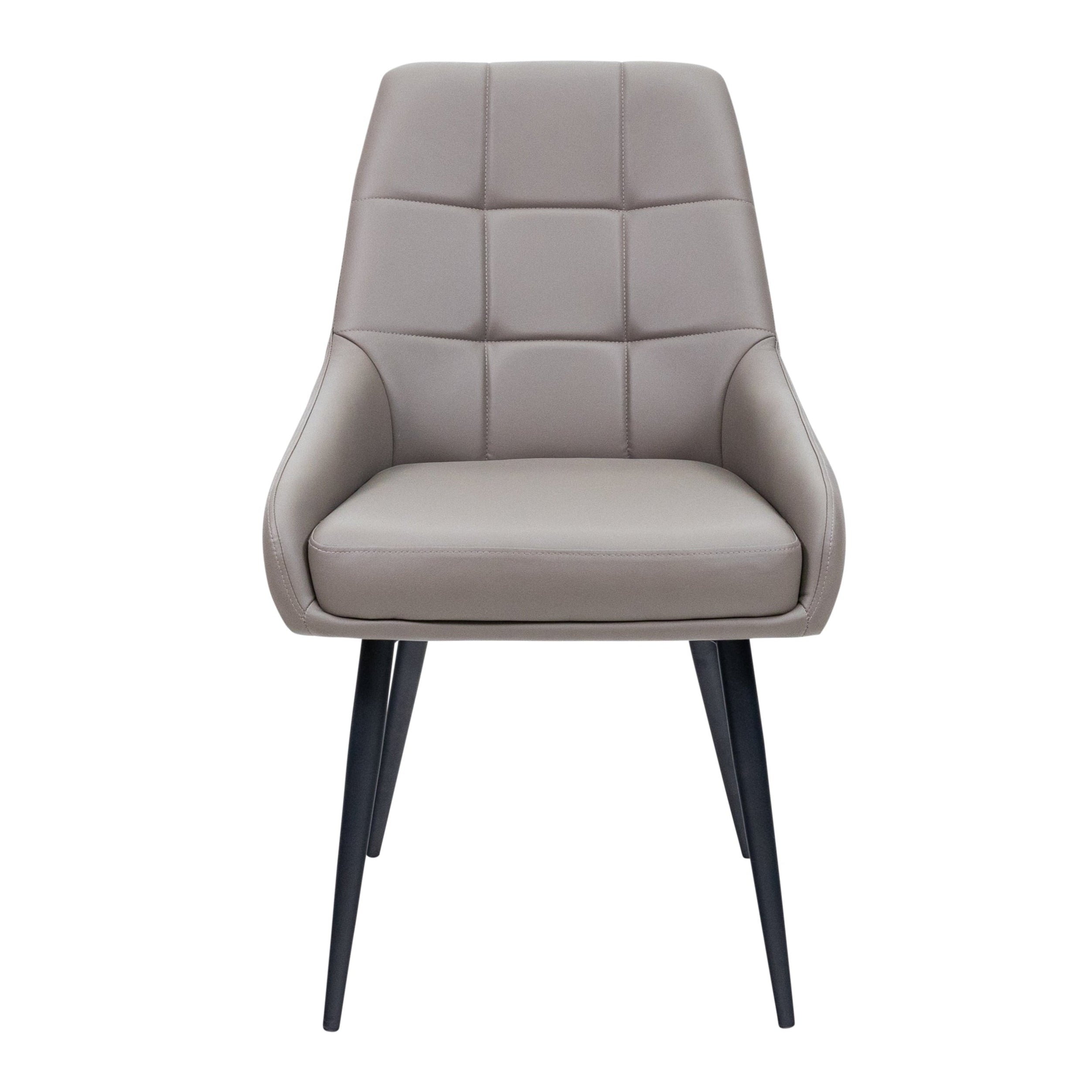 Lara taupe PU dining chair with scalloped back and black legs