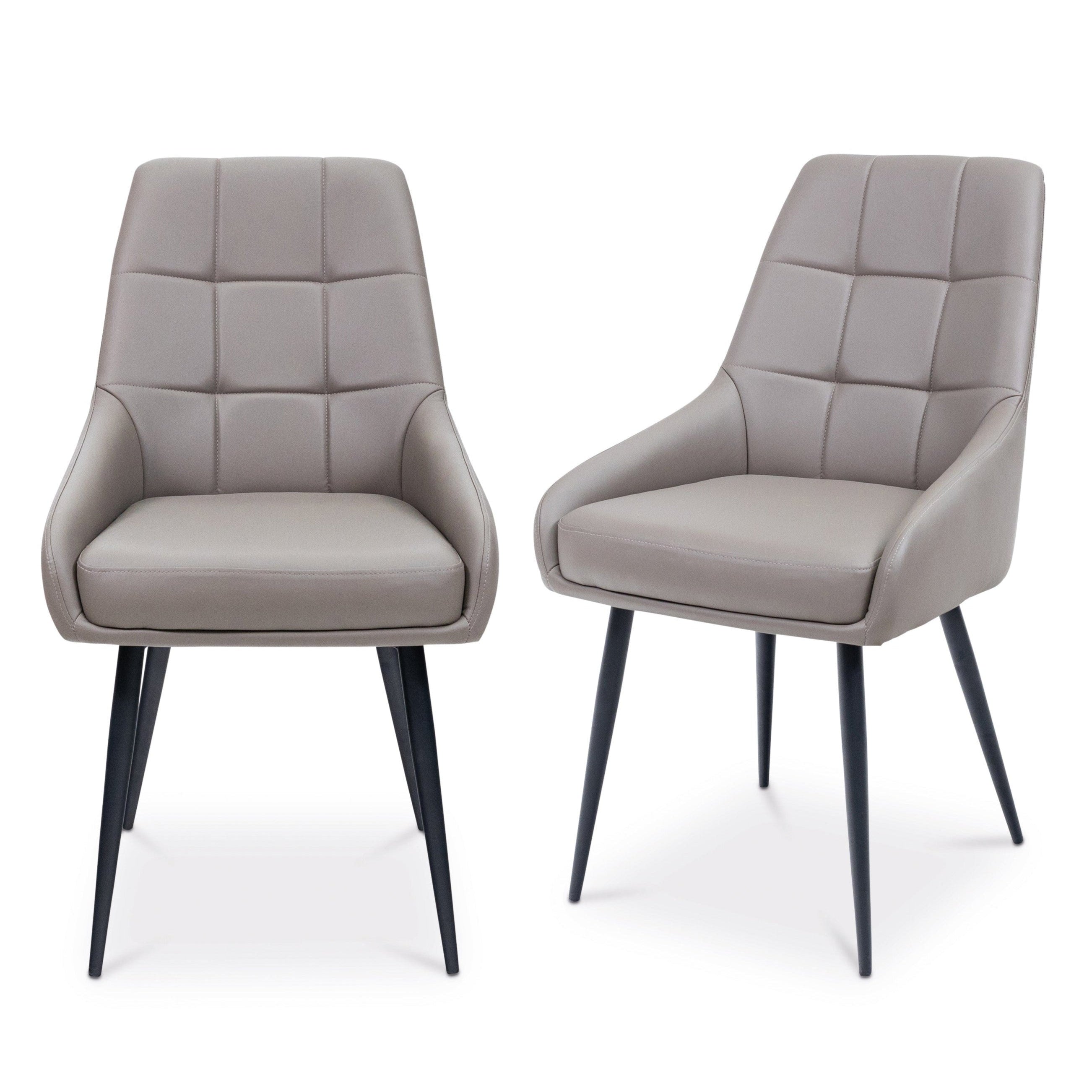 Lara taupe PU dining chair with scalloped back and black legs