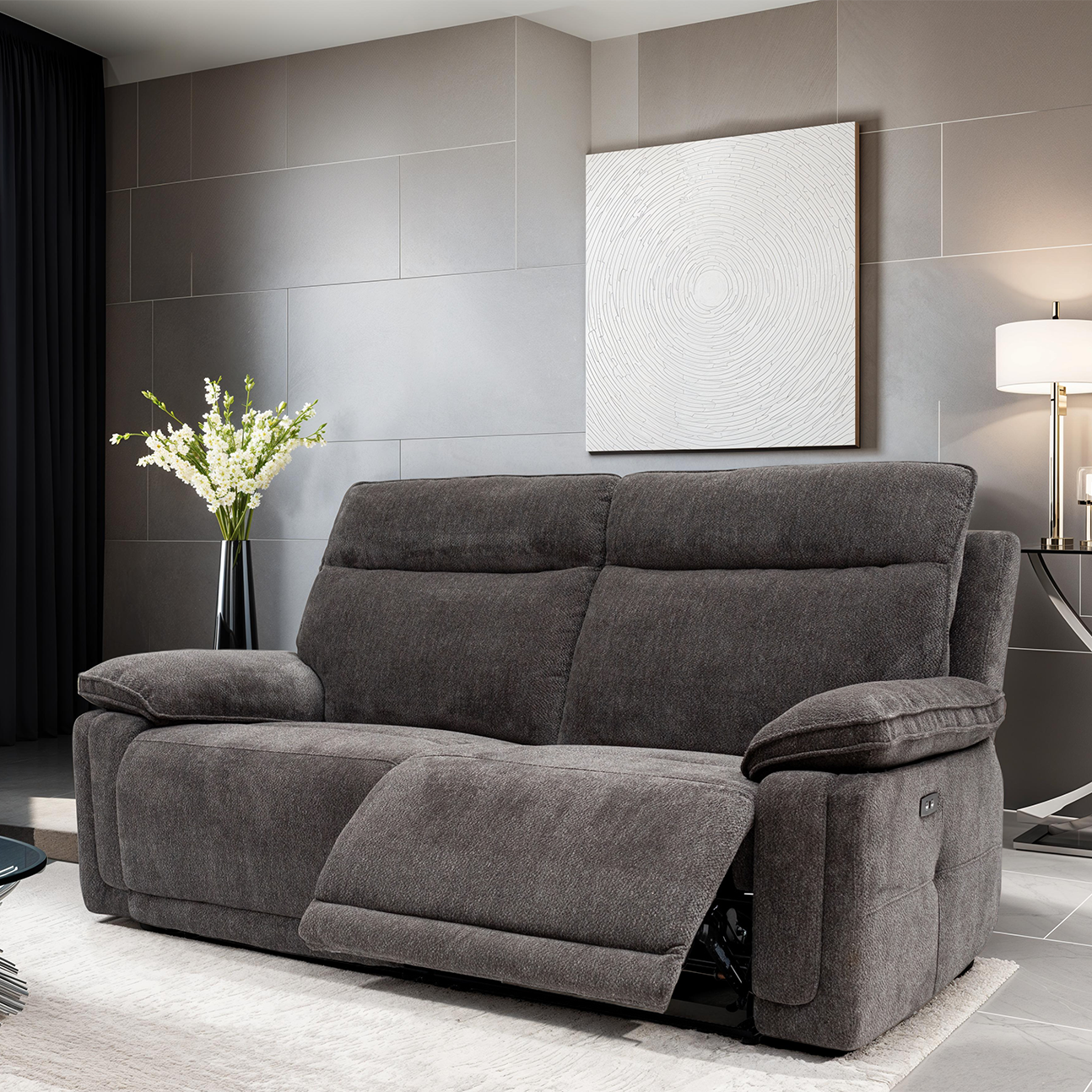 Liam 2 seater electric recliner sofa in soft-touch premium fabric