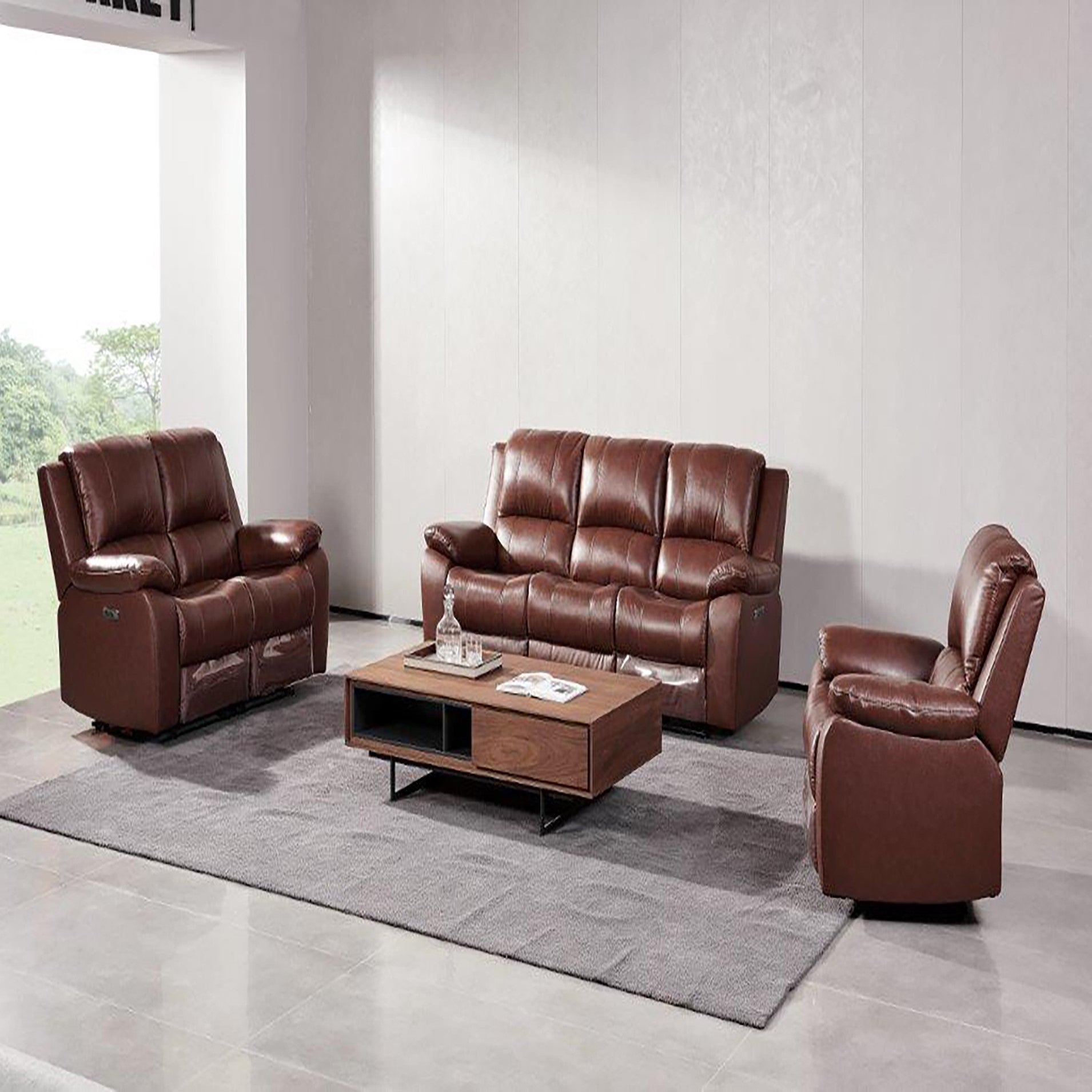 Pauline reclining sofa with USB port and lumbar support