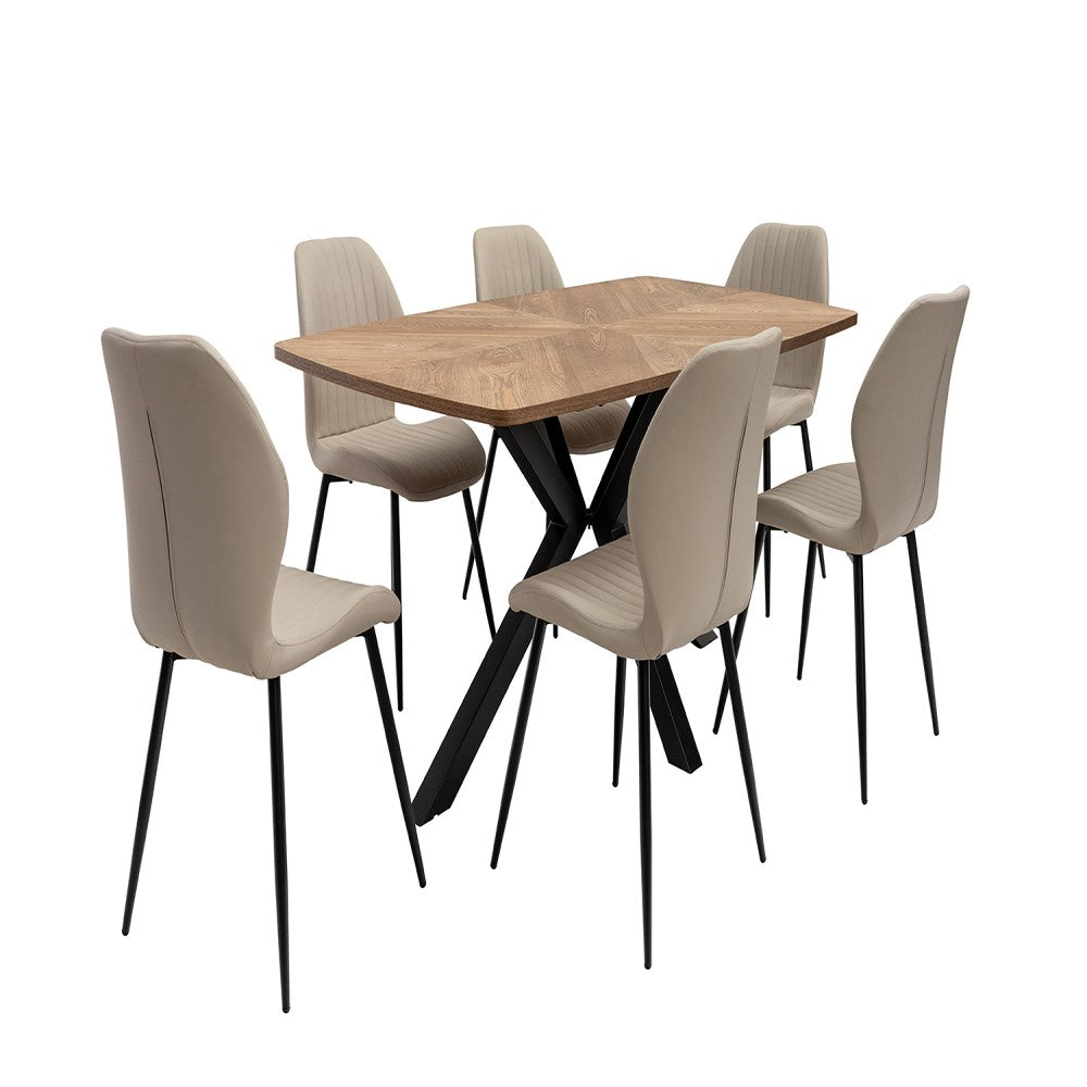  Symmetrical inlay design on Rory oak dining table