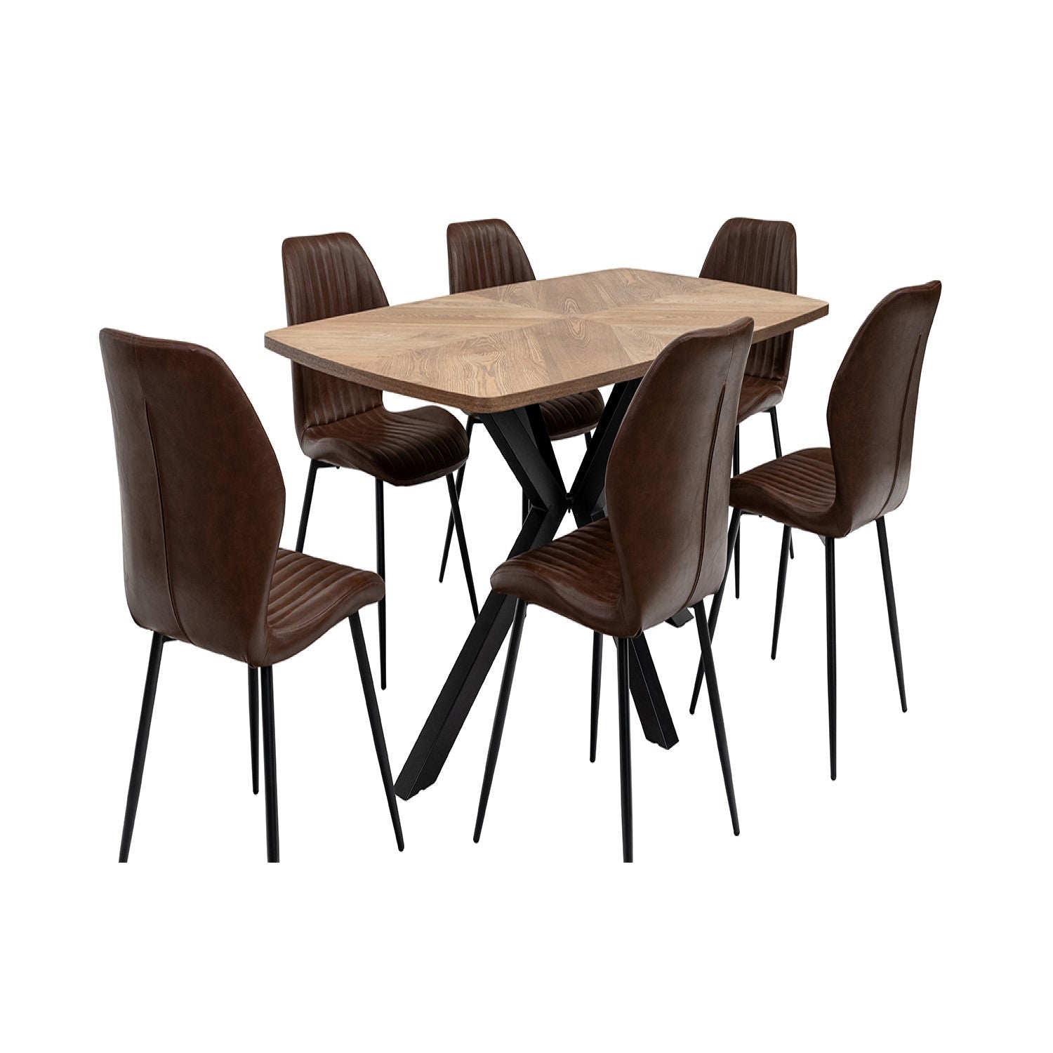  Symmetrical inlay design on Rory oak dining table